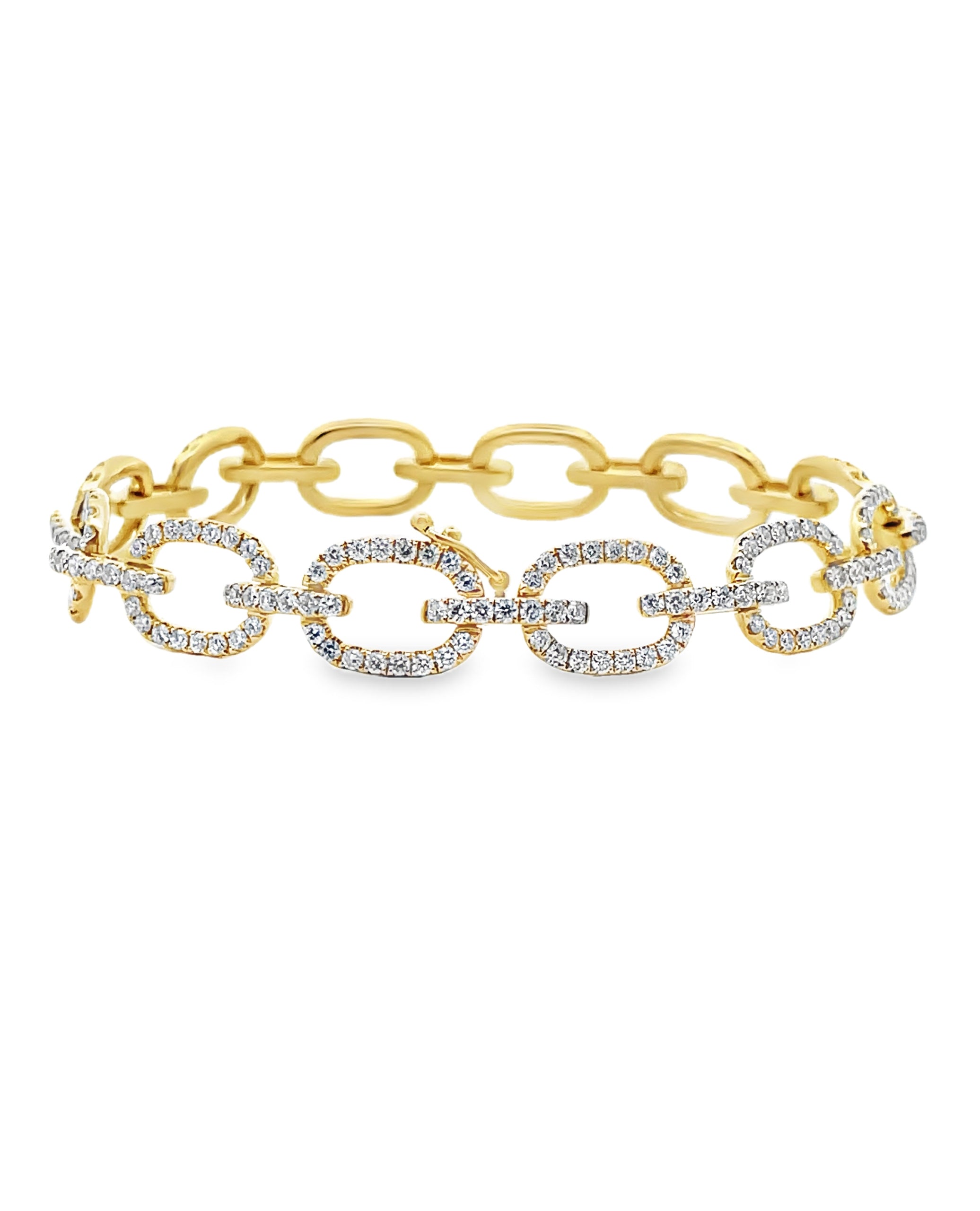18K Yellow Gold Diamond Paperclip Bracelet