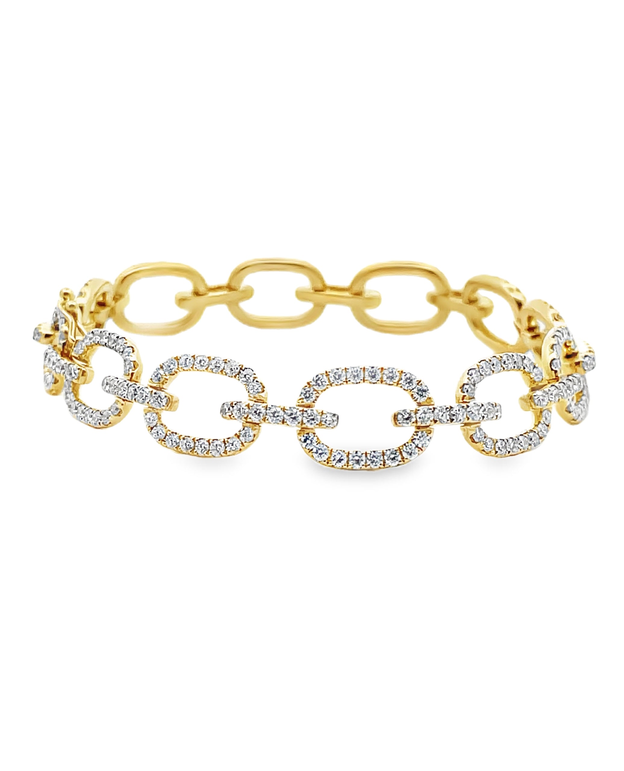 18K Yellow Gold Diamond Paperclip Bracelet