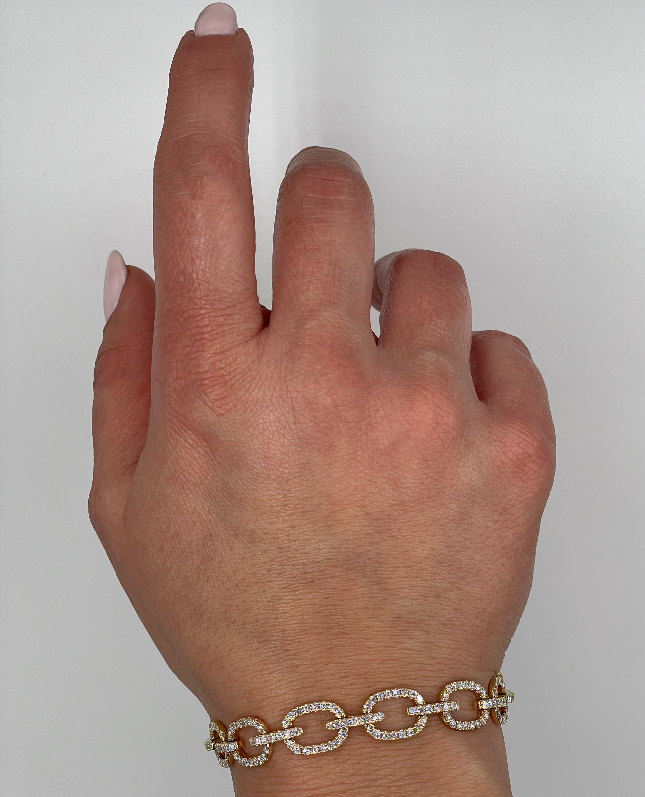 18K Yellow Gold Diamond Paperclip Bracelet
