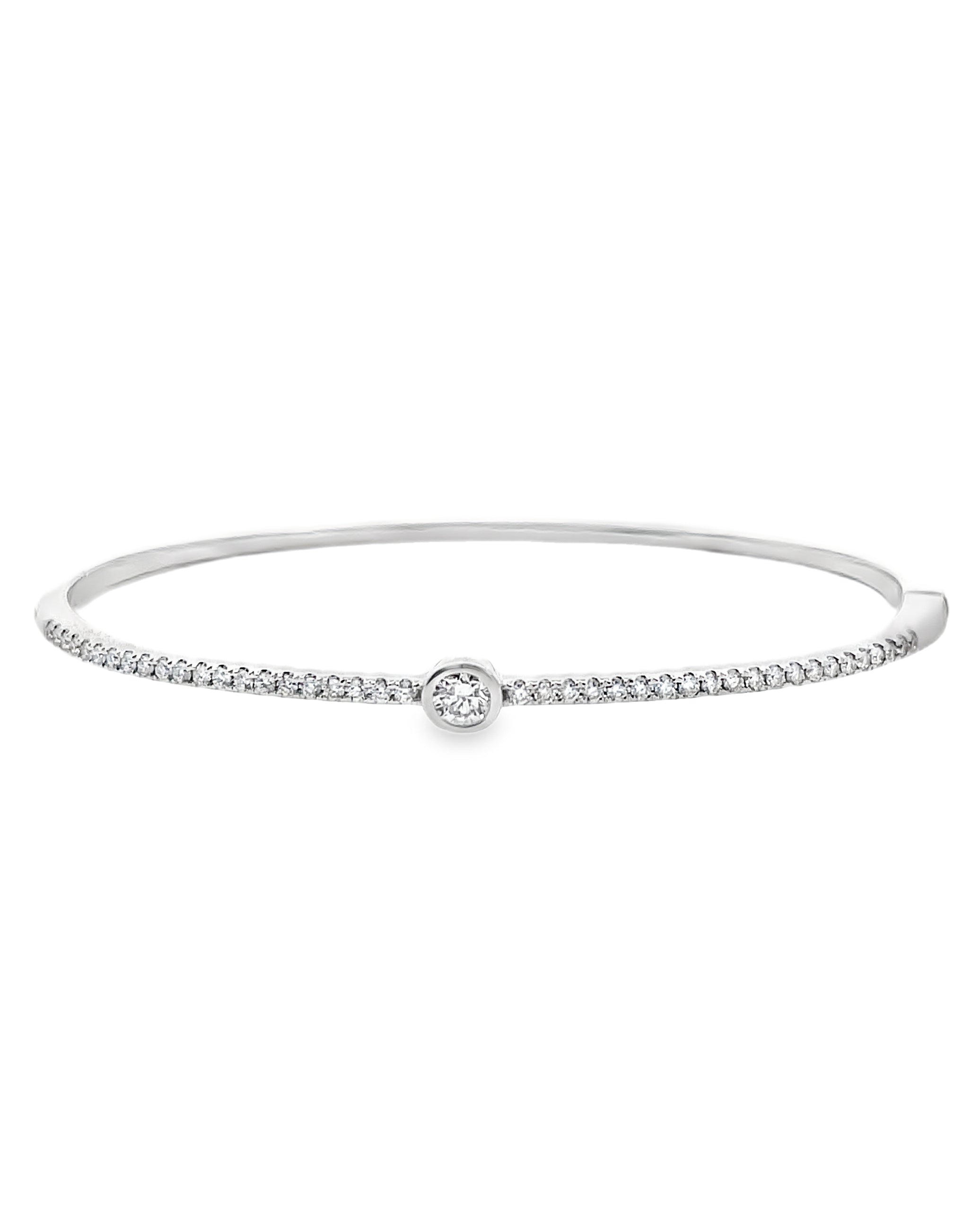 14K White Gold Diamond Bangle Bracelet
