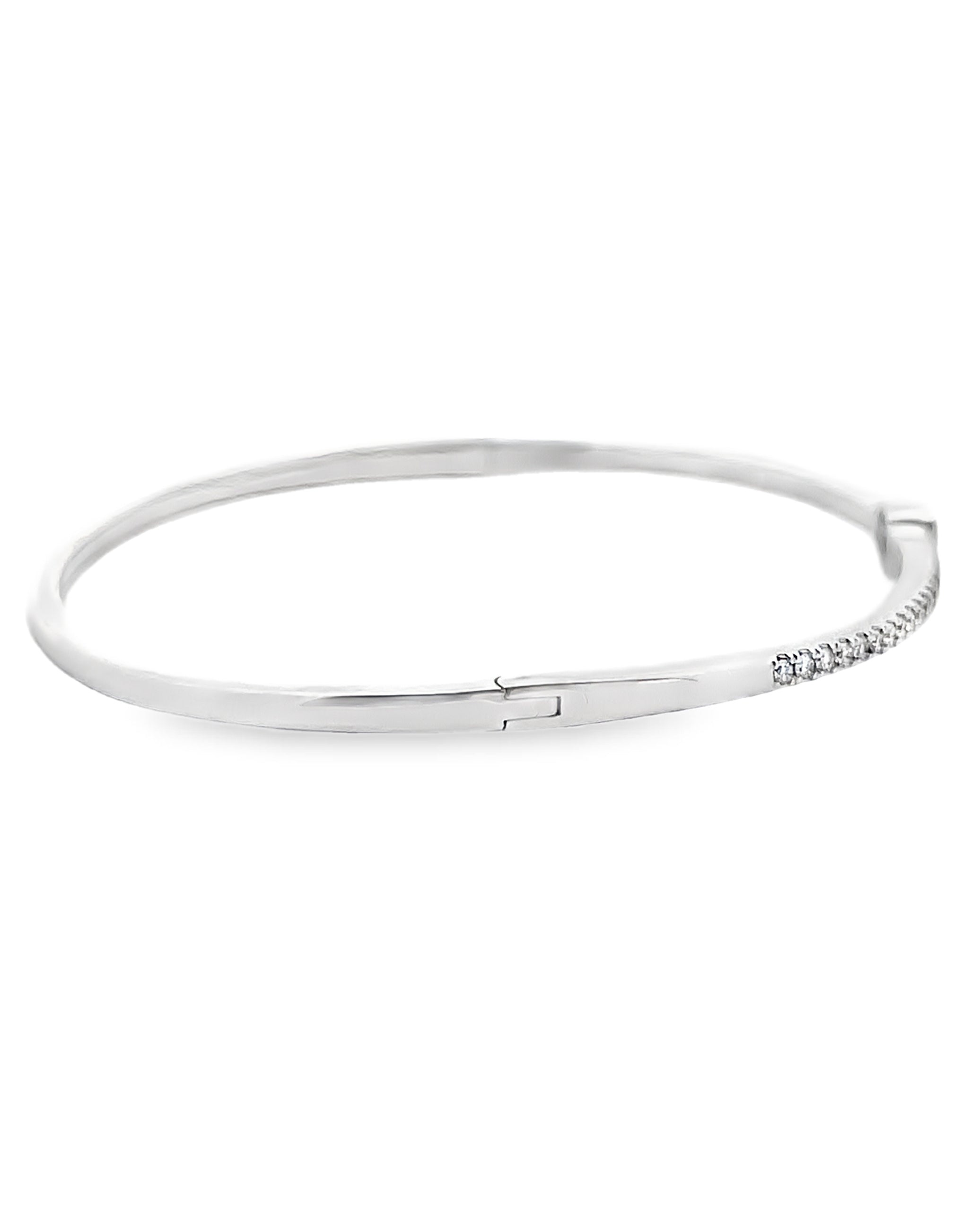 14K White Gold Diamond Bangle Bracelet