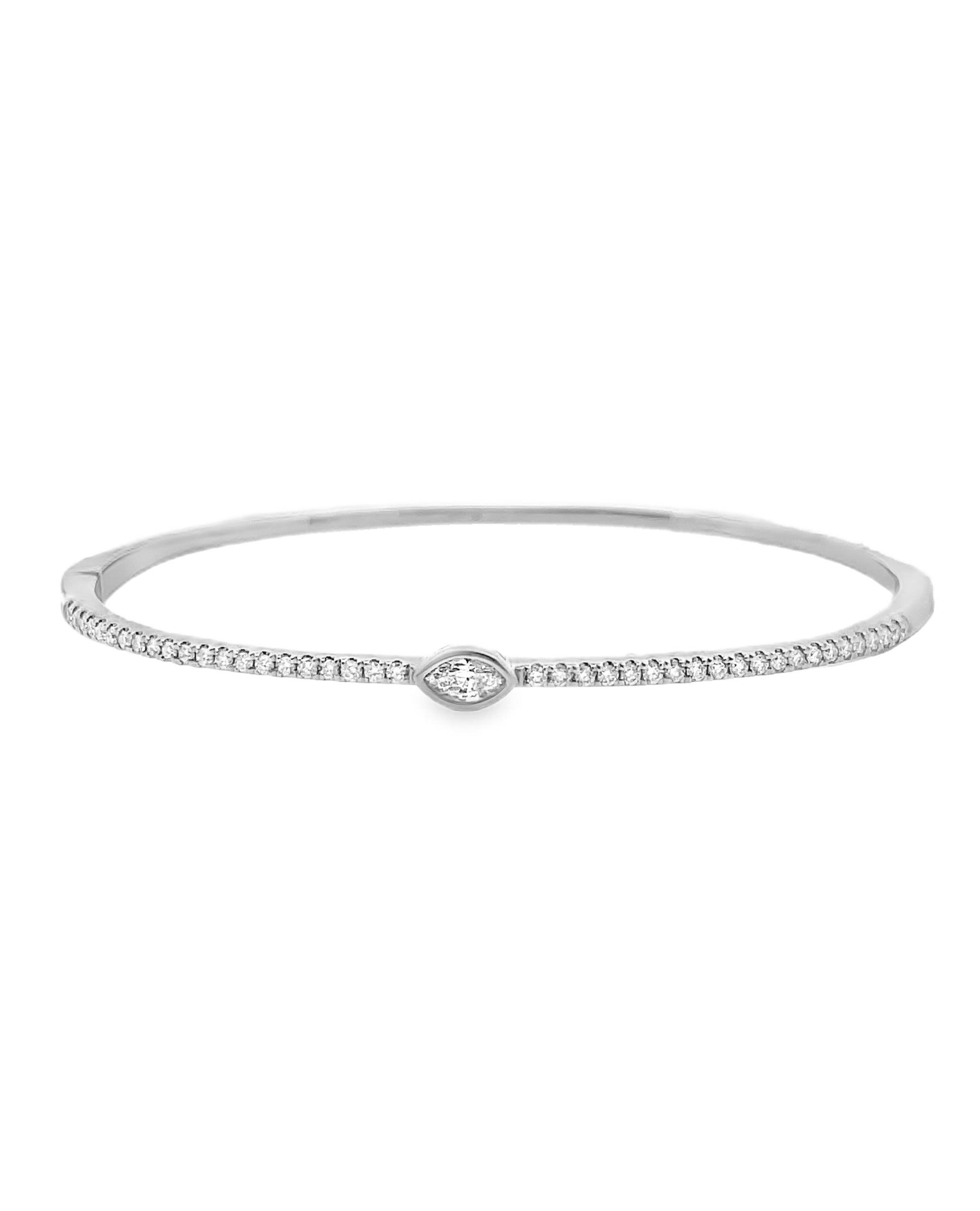 14K White Gold Diamond Bangle Bracelet