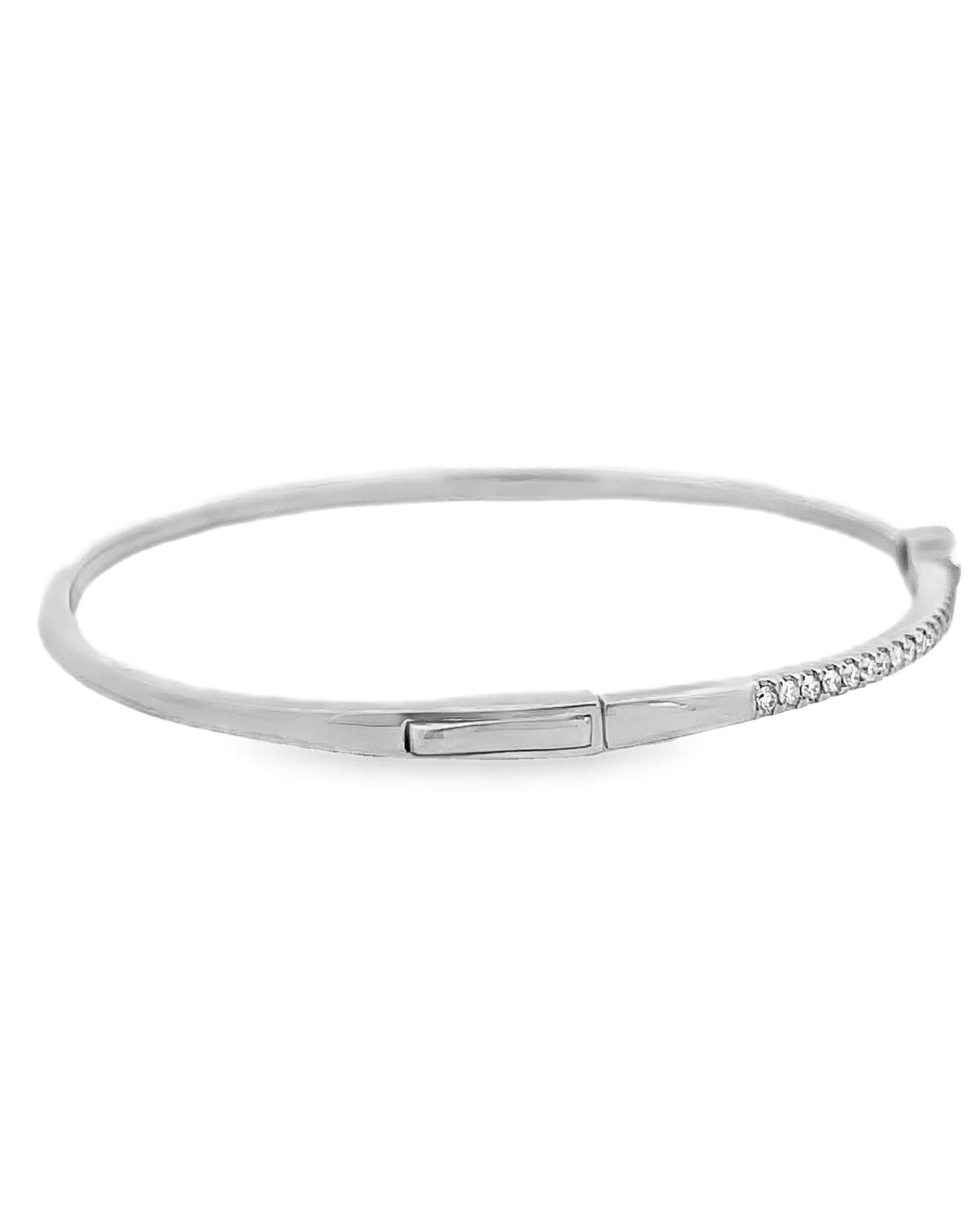 14K White Gold Diamond Bangle Bracelet