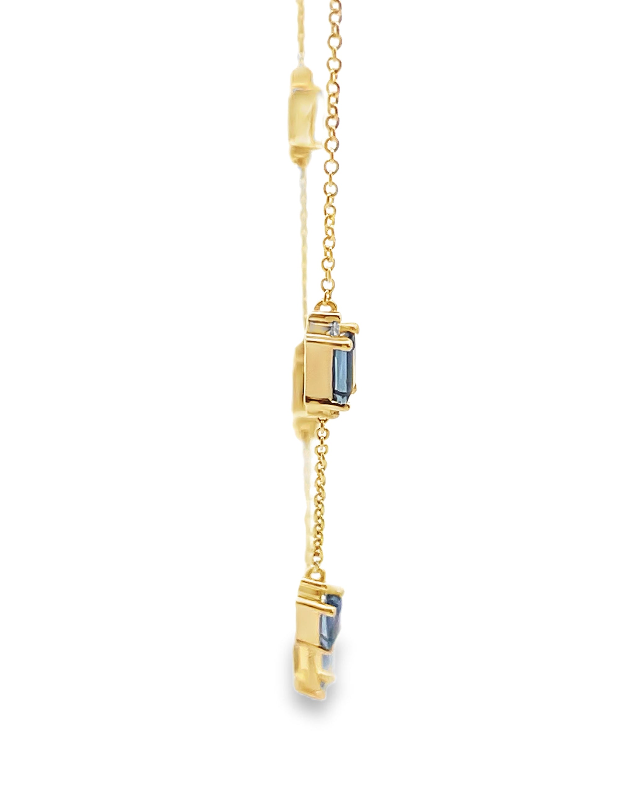 14K Yellow Gold Five Station Sapphire Necklace