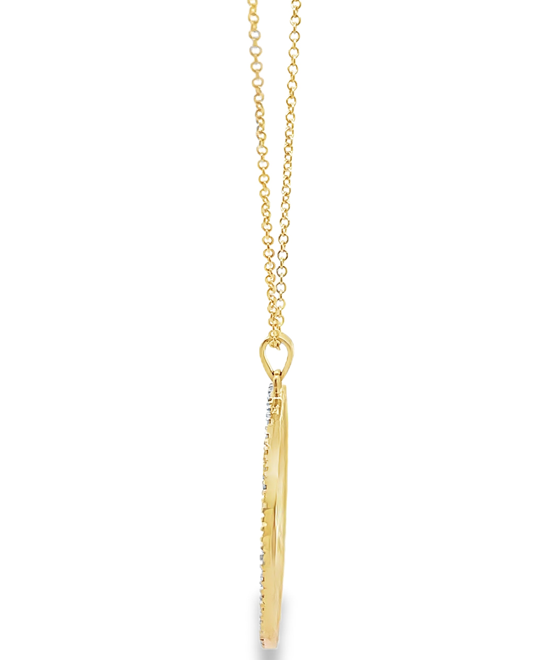14K Yellow Gold Diamond Circle Pendant Necklace