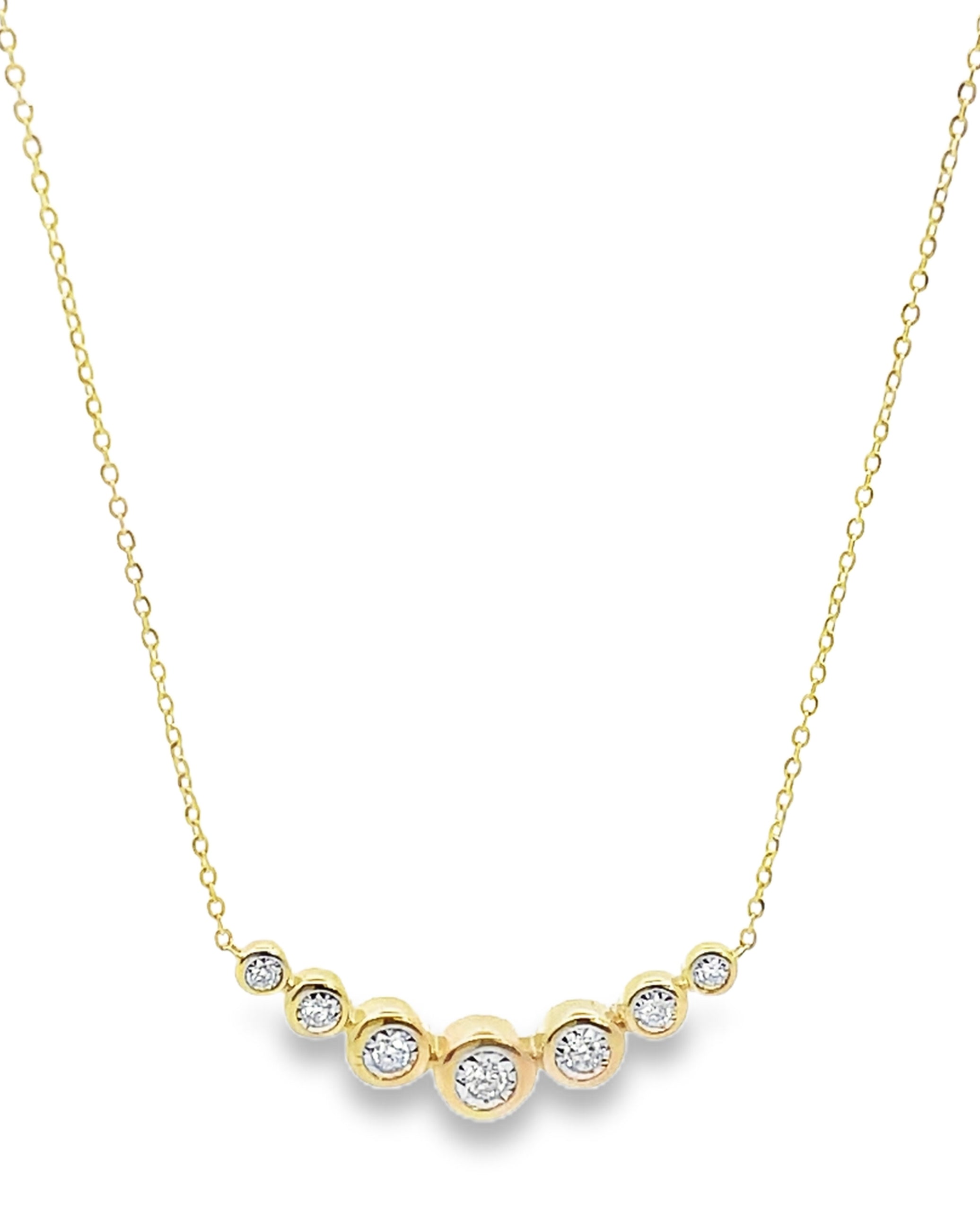 14K Yellow Gold Diamond Bezel Set Necklace