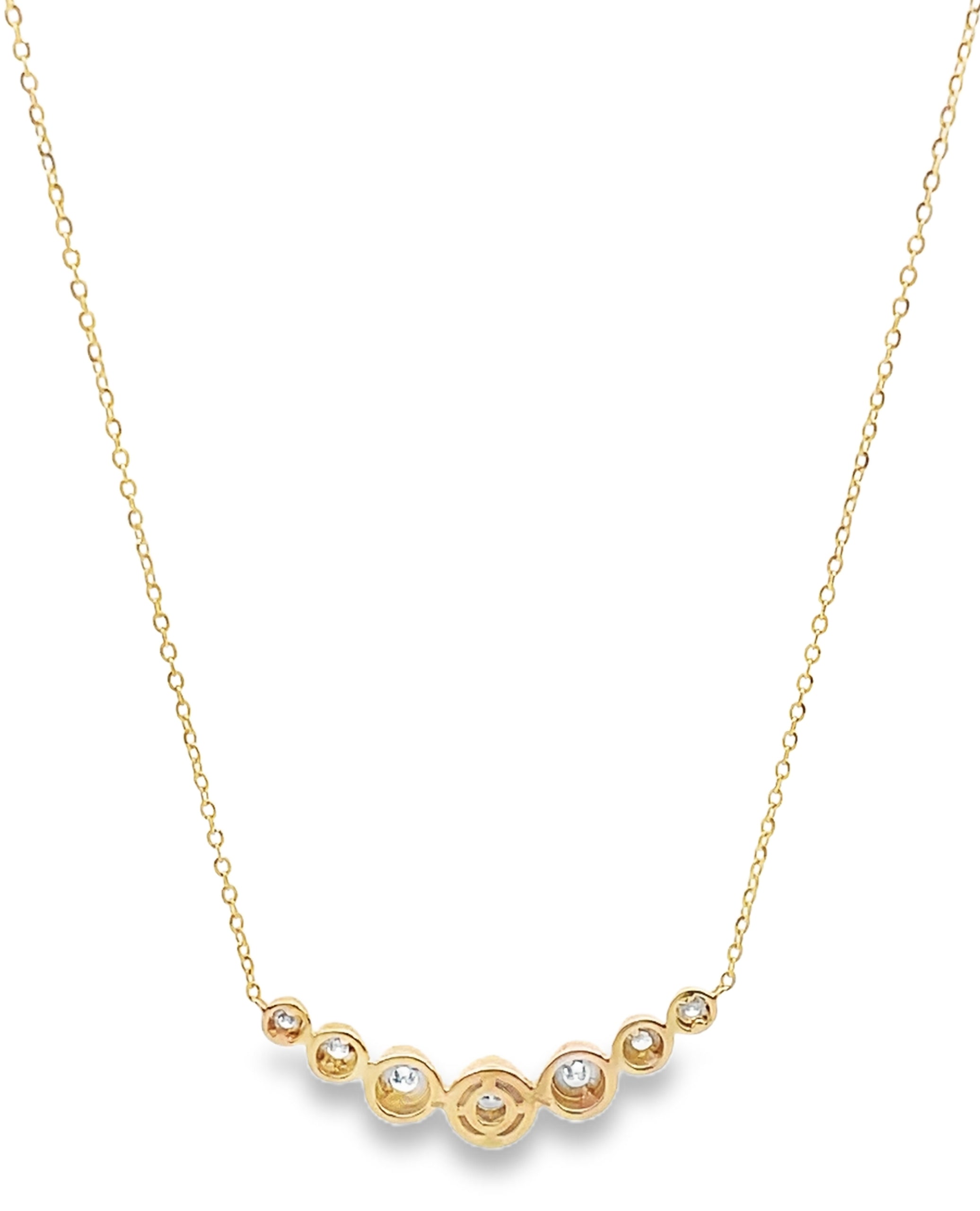 14K Yellow Gold Diamond Bezel Set Necklace