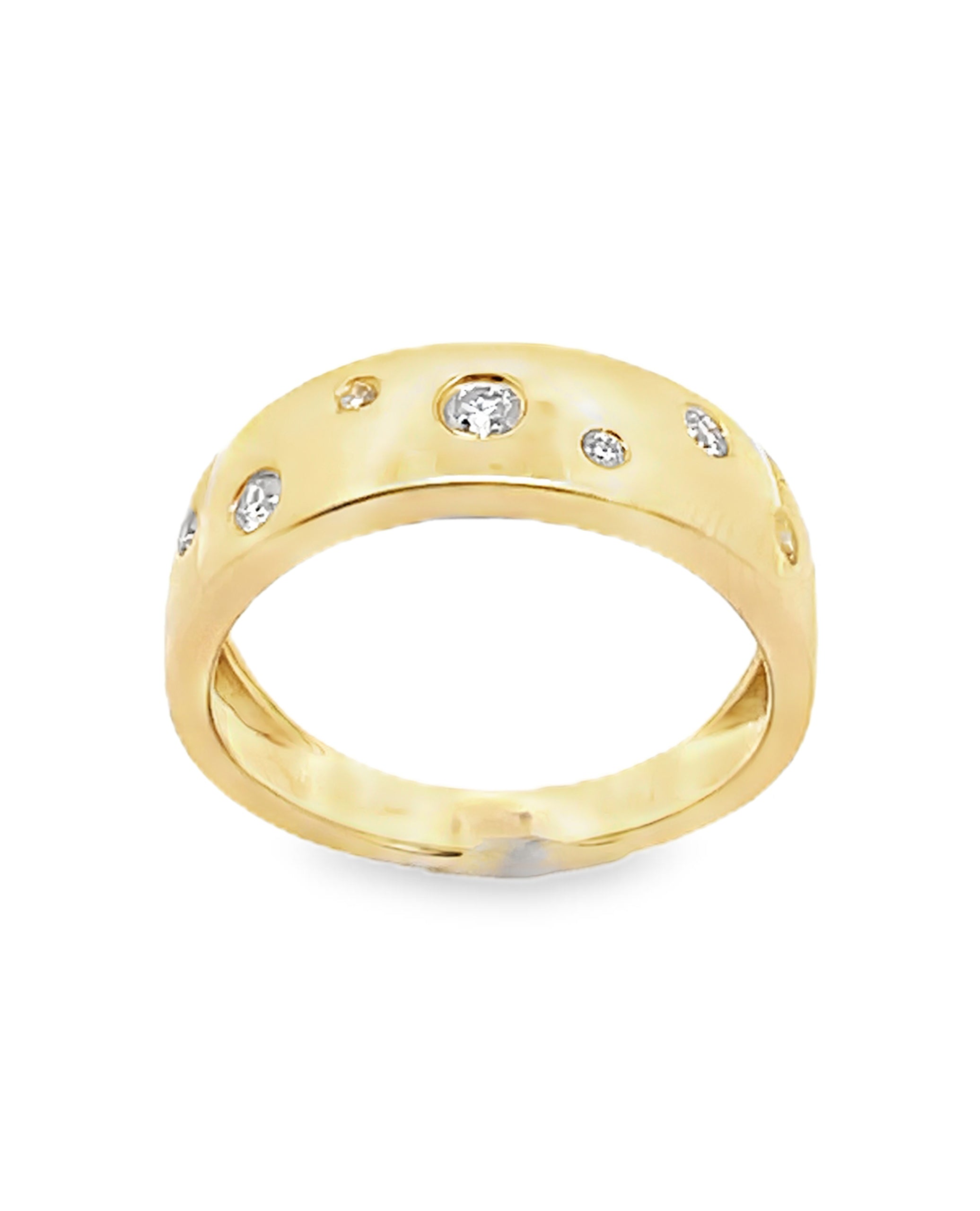 Cascading Round Diamond Ring in 14K Yellow Gold with High Polish Finish