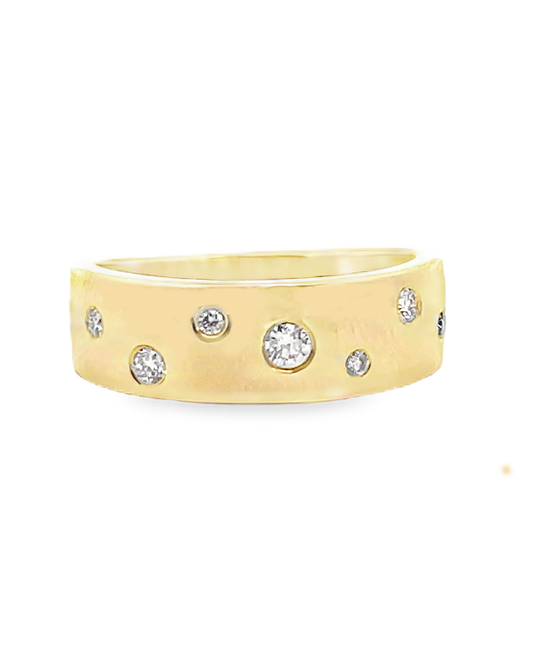 Cascading Round Diamond Ring in 14K Yellow Gold with High Polish Finish