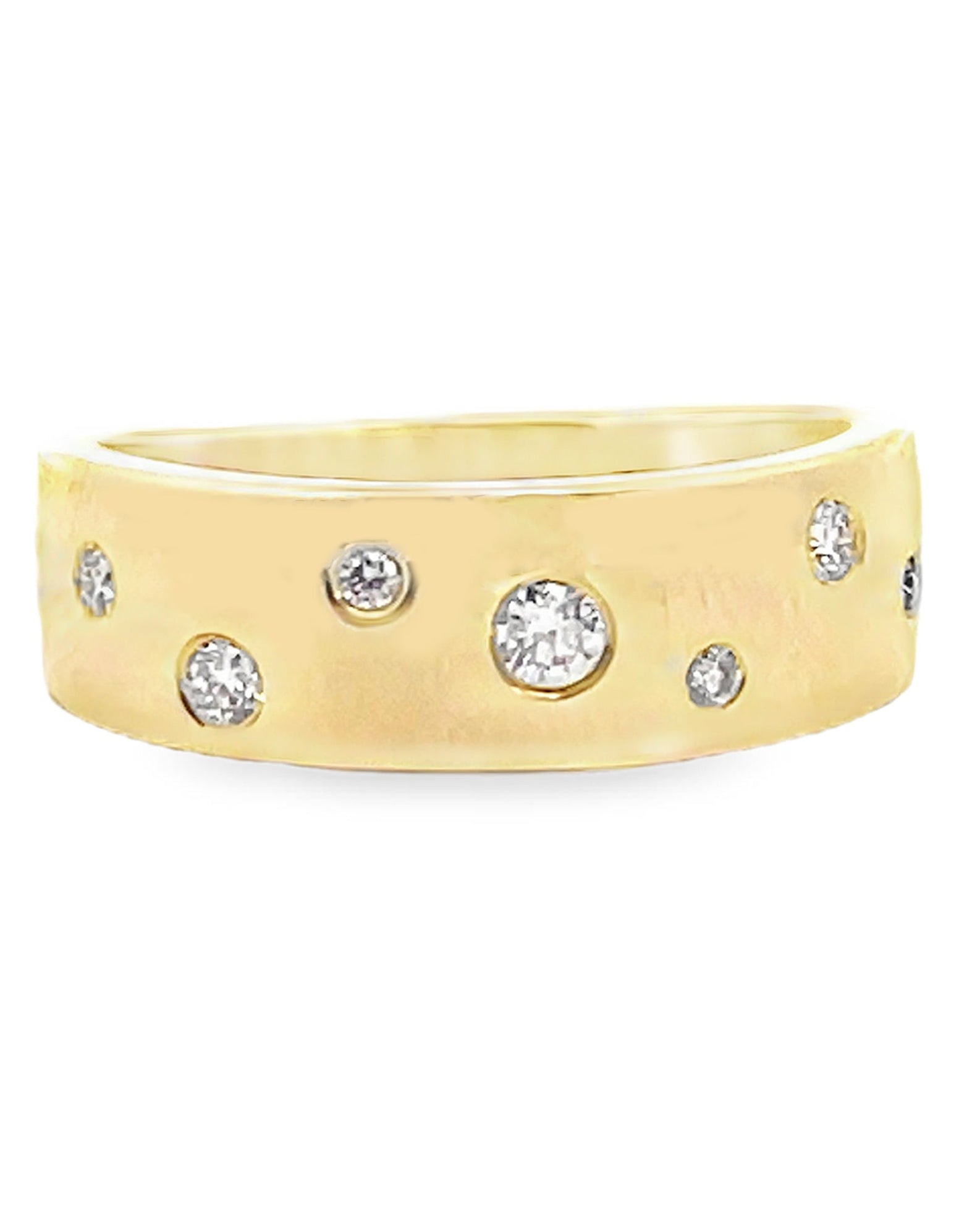 Cascading Round Diamond Ring in 14K Yellow Gold with High Polish Finish