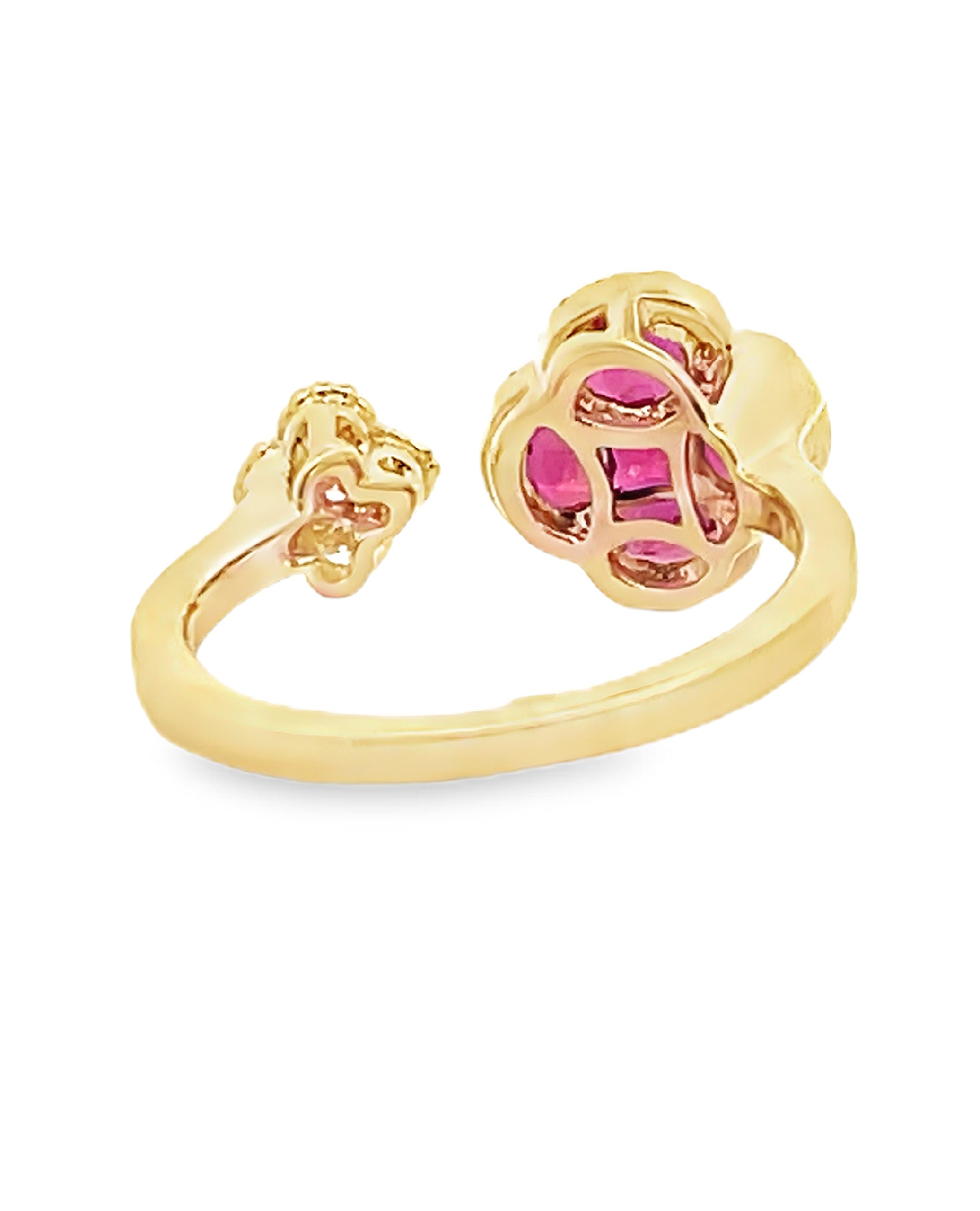 18K Yellow Gold Ruby & Diamond Quatrefoil Ring