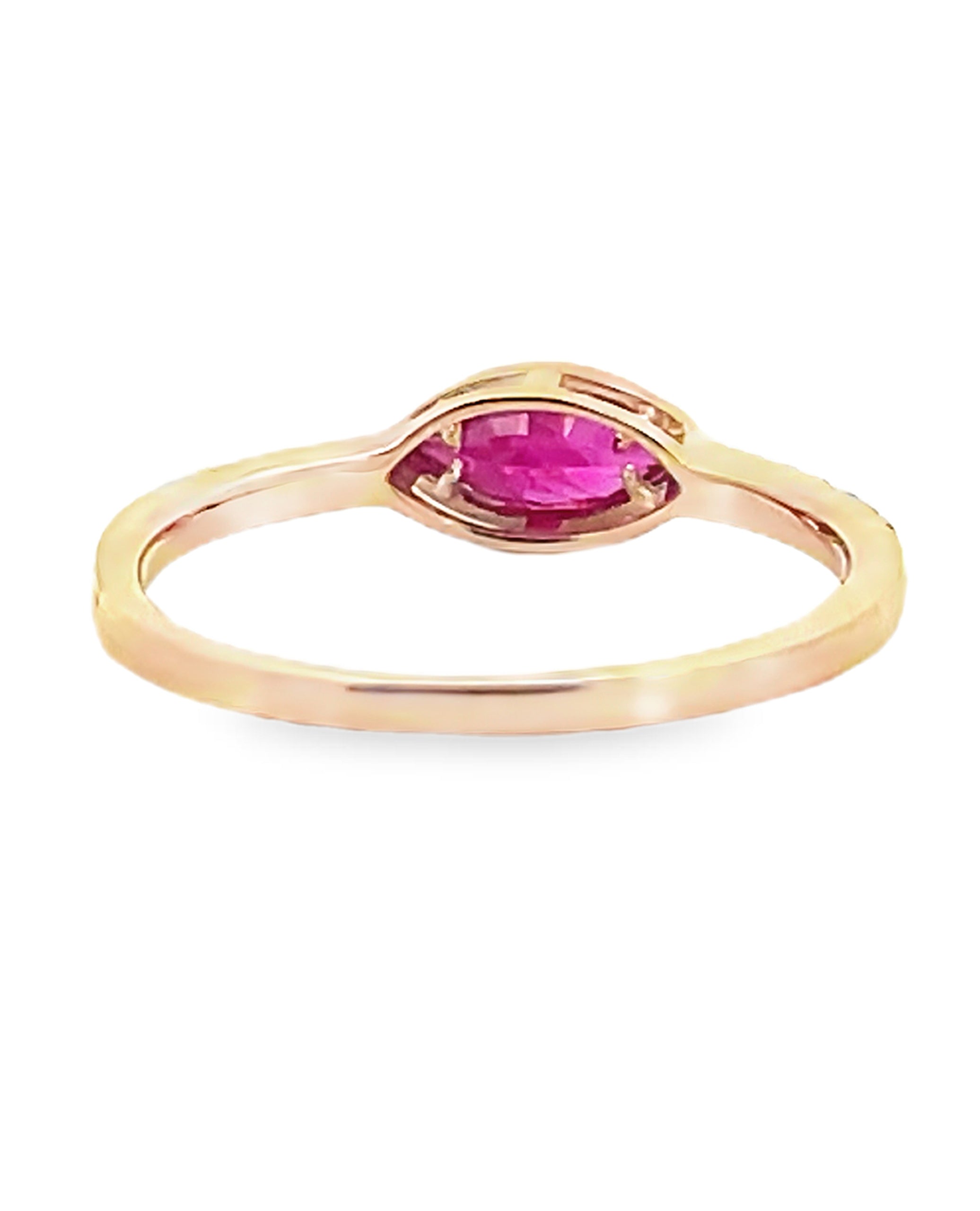 Marquise Ruby & Diamond Ring in 14K Yellow Gold