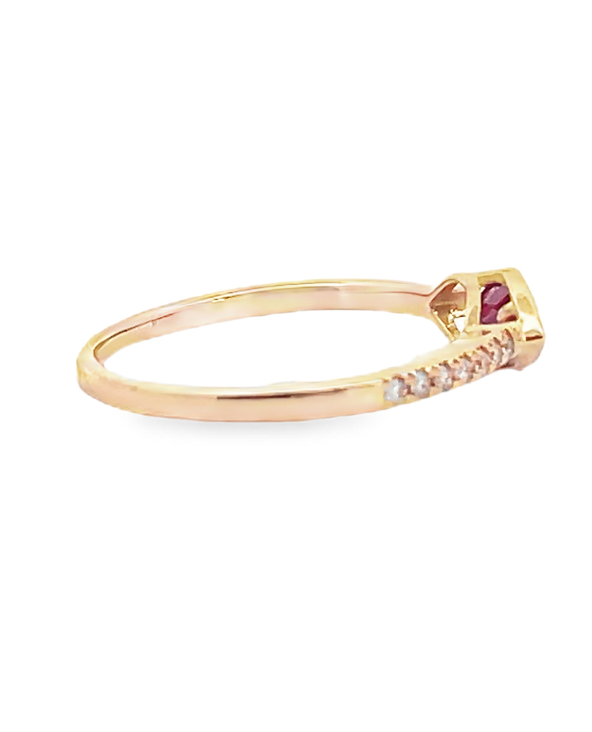 Marquise Ruby & Diamond Ring in 14K Yellow Gold