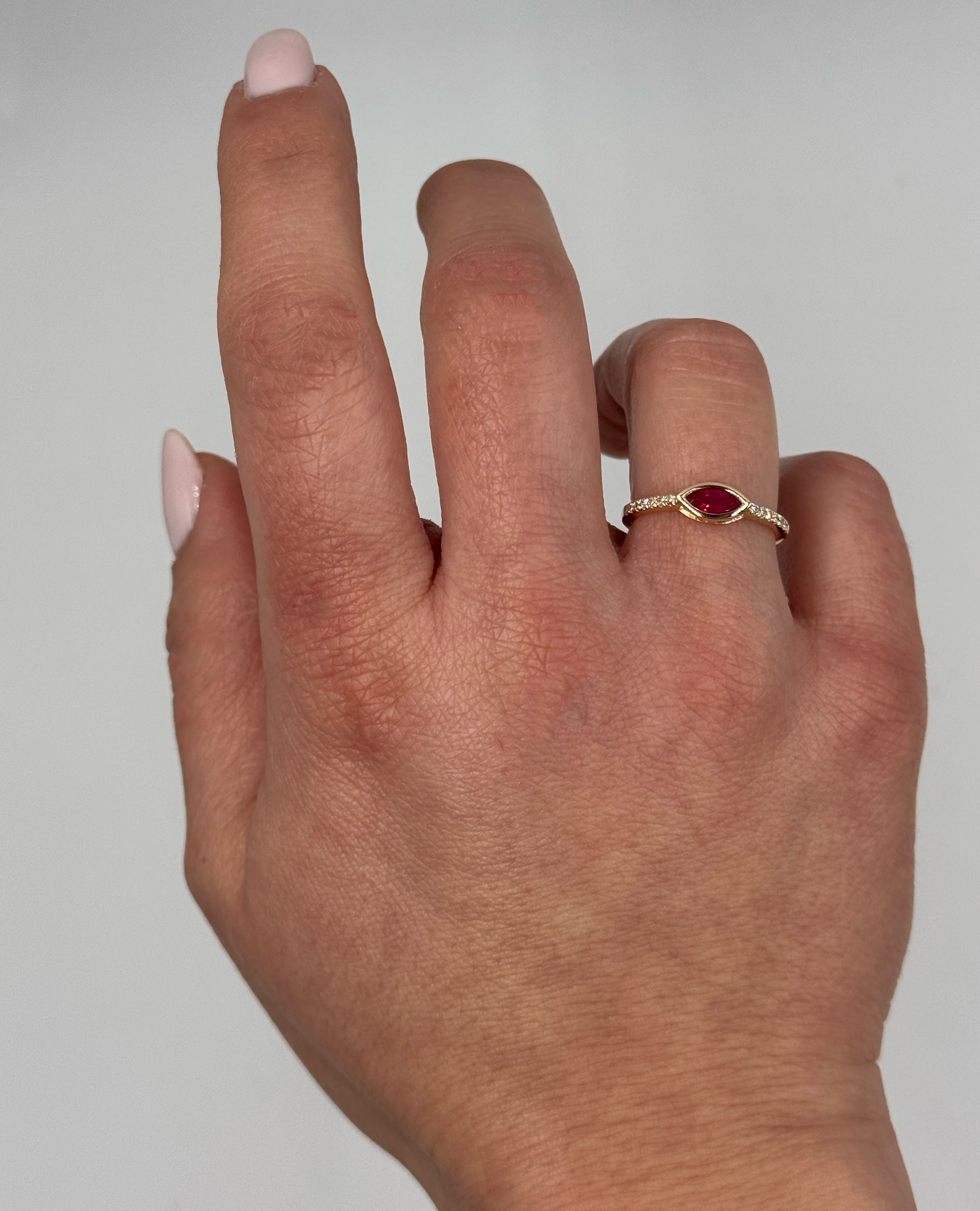 Marquise Ruby & Diamond Ring in 14K Yellow Gold