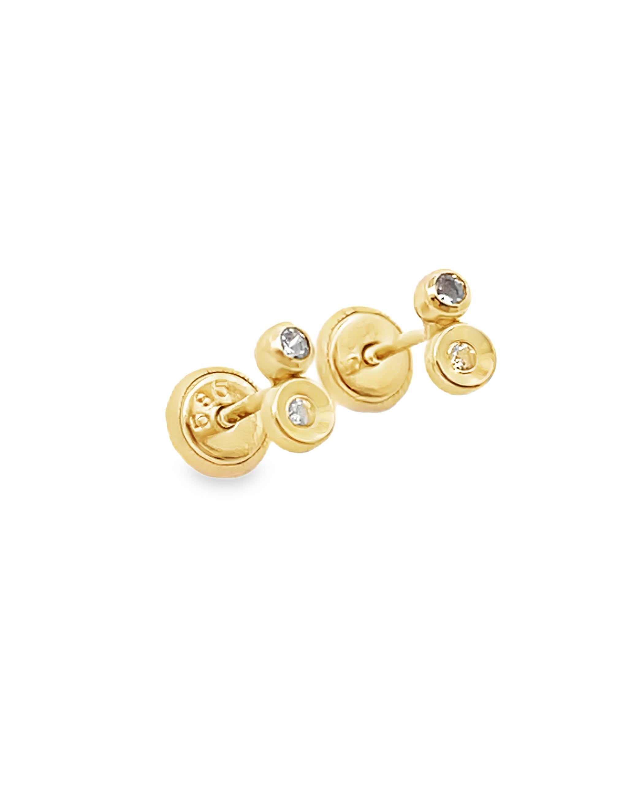 14K Yellow Gold Bezel Set Cubic Zirconia Earrings