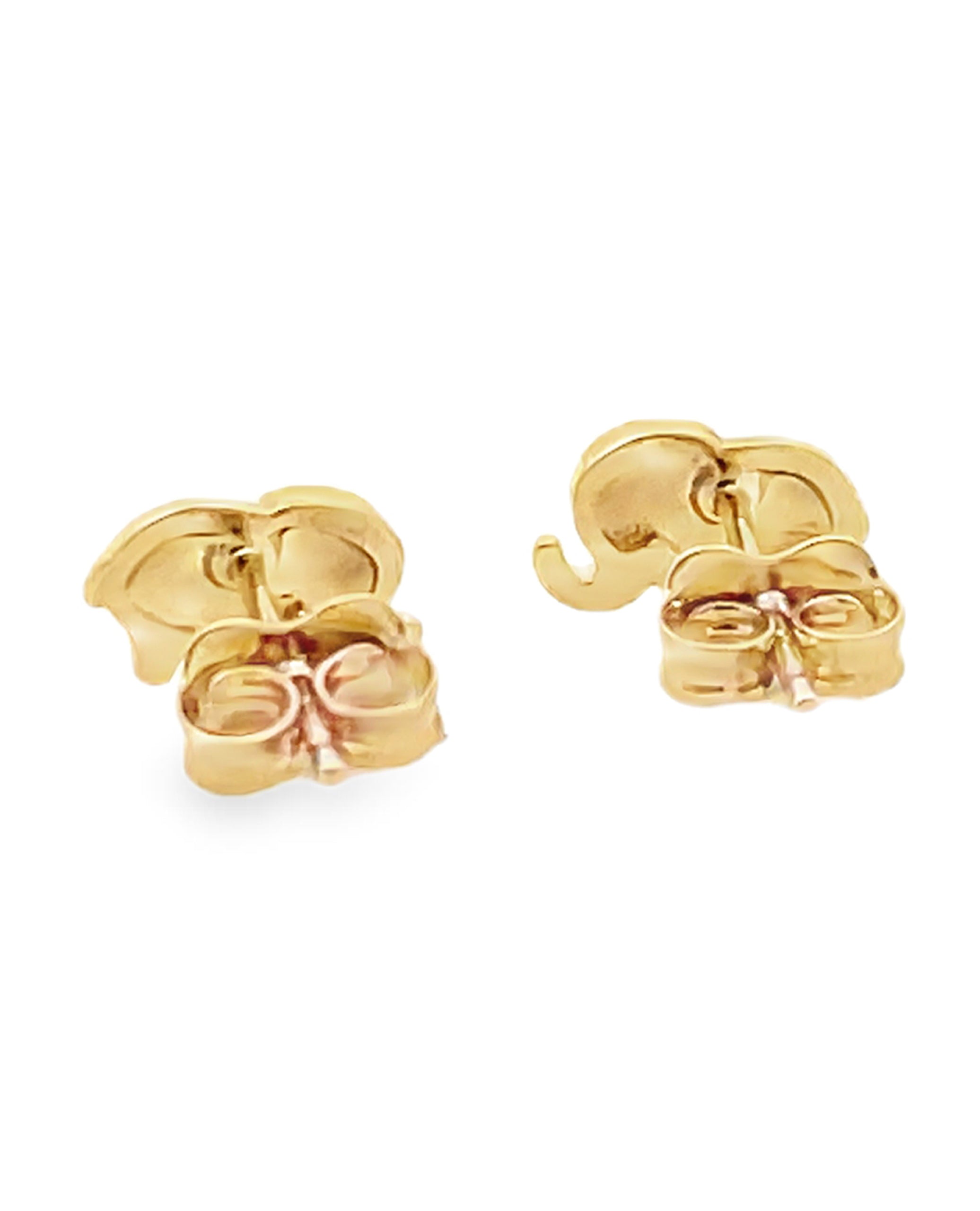 14K Yellow Gold Mini Elephant Stud Earrings with Pushbacks