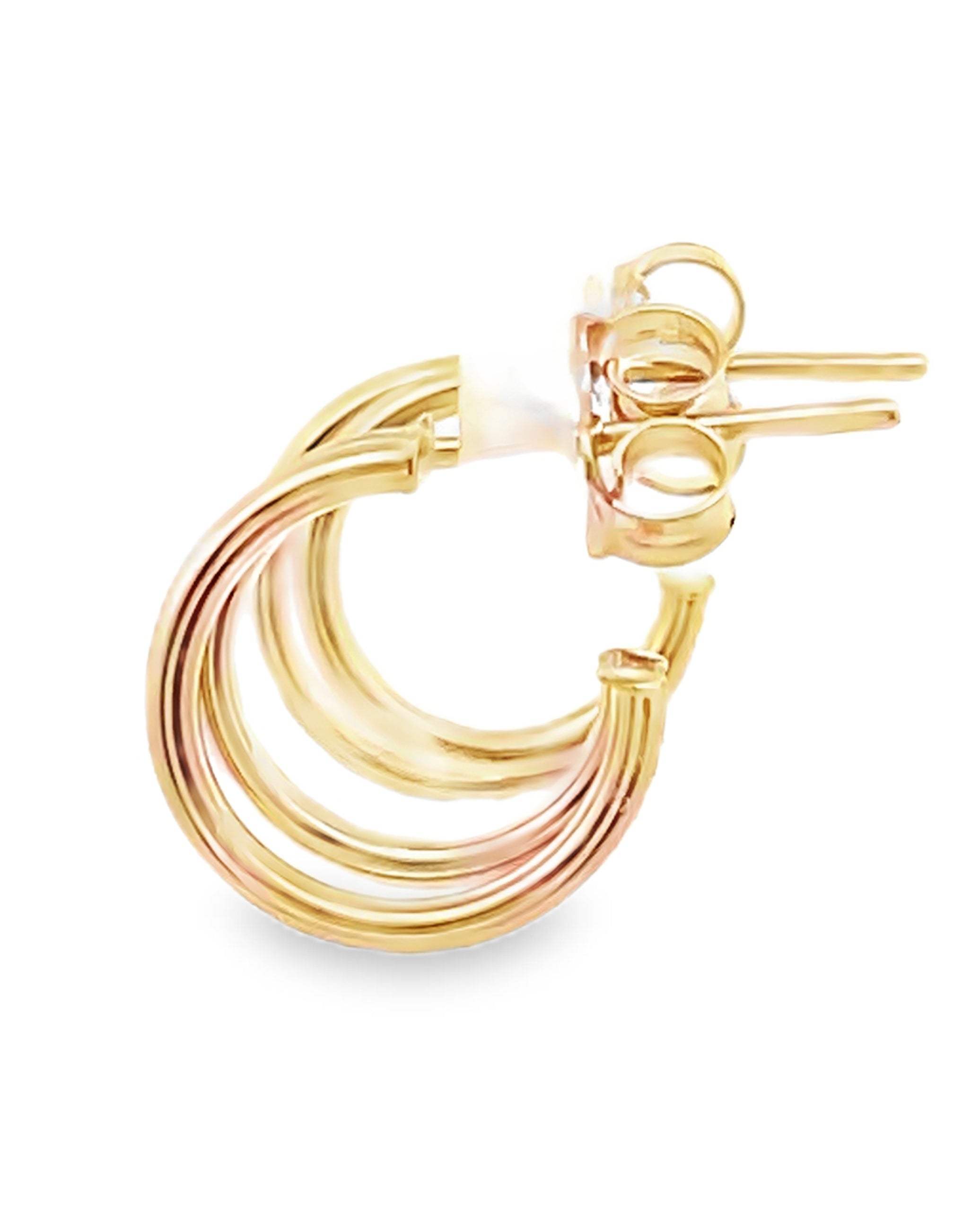 14K Yellow Gold Double Hoop Earrings with Pushbacks