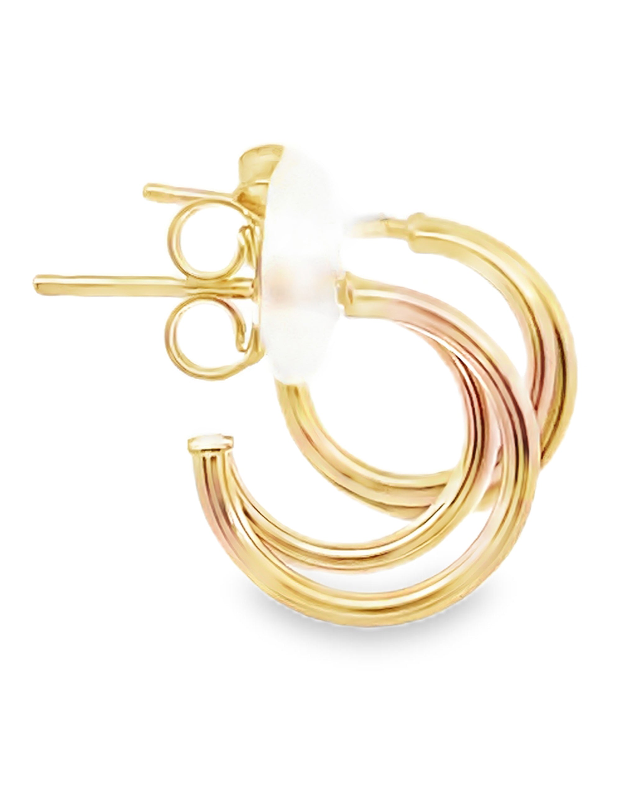 14K Yellow Gold Double Hoop Earrings with Pushbacks