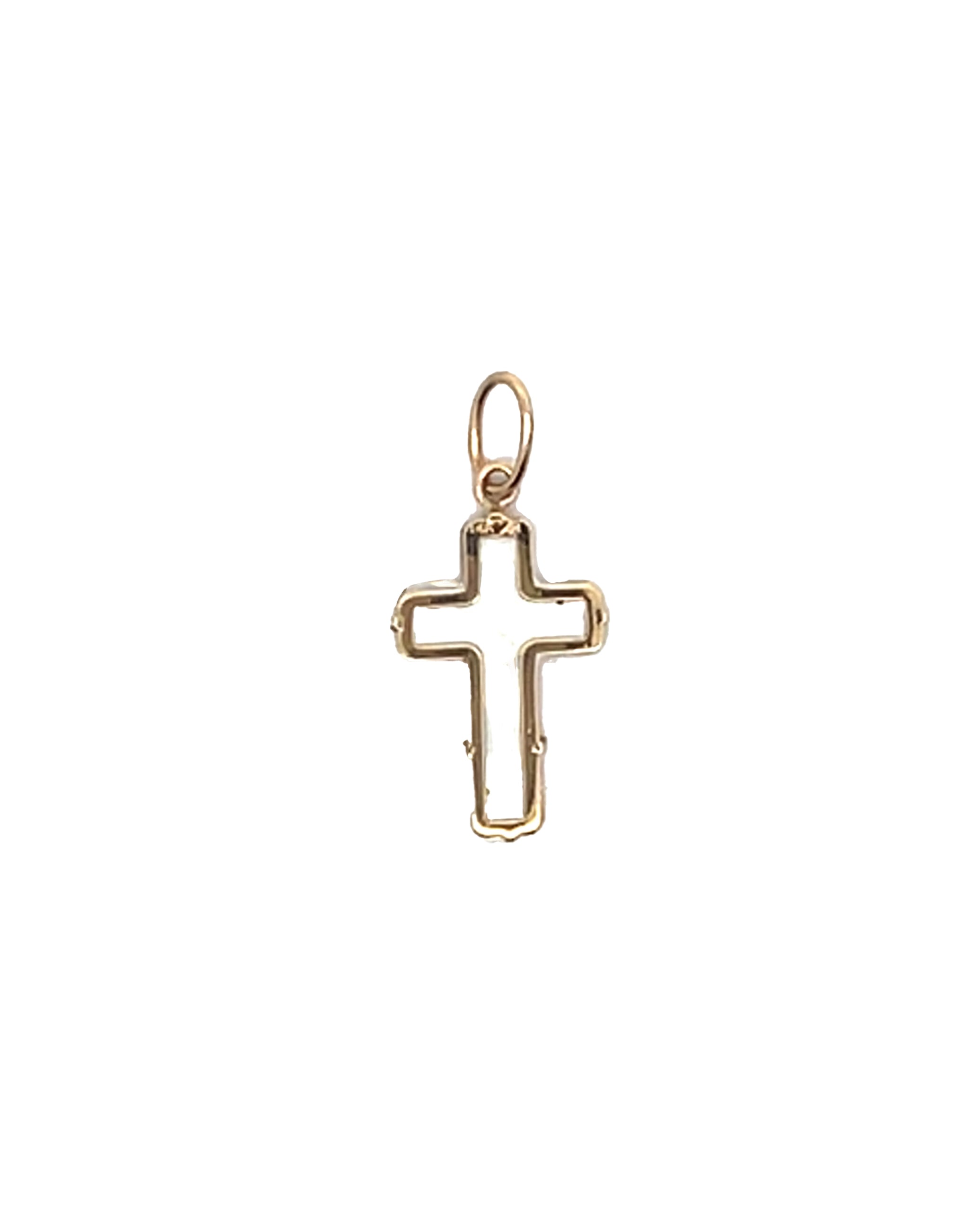 14K Yellow Gold Mother of Pearl Cross Pendant
