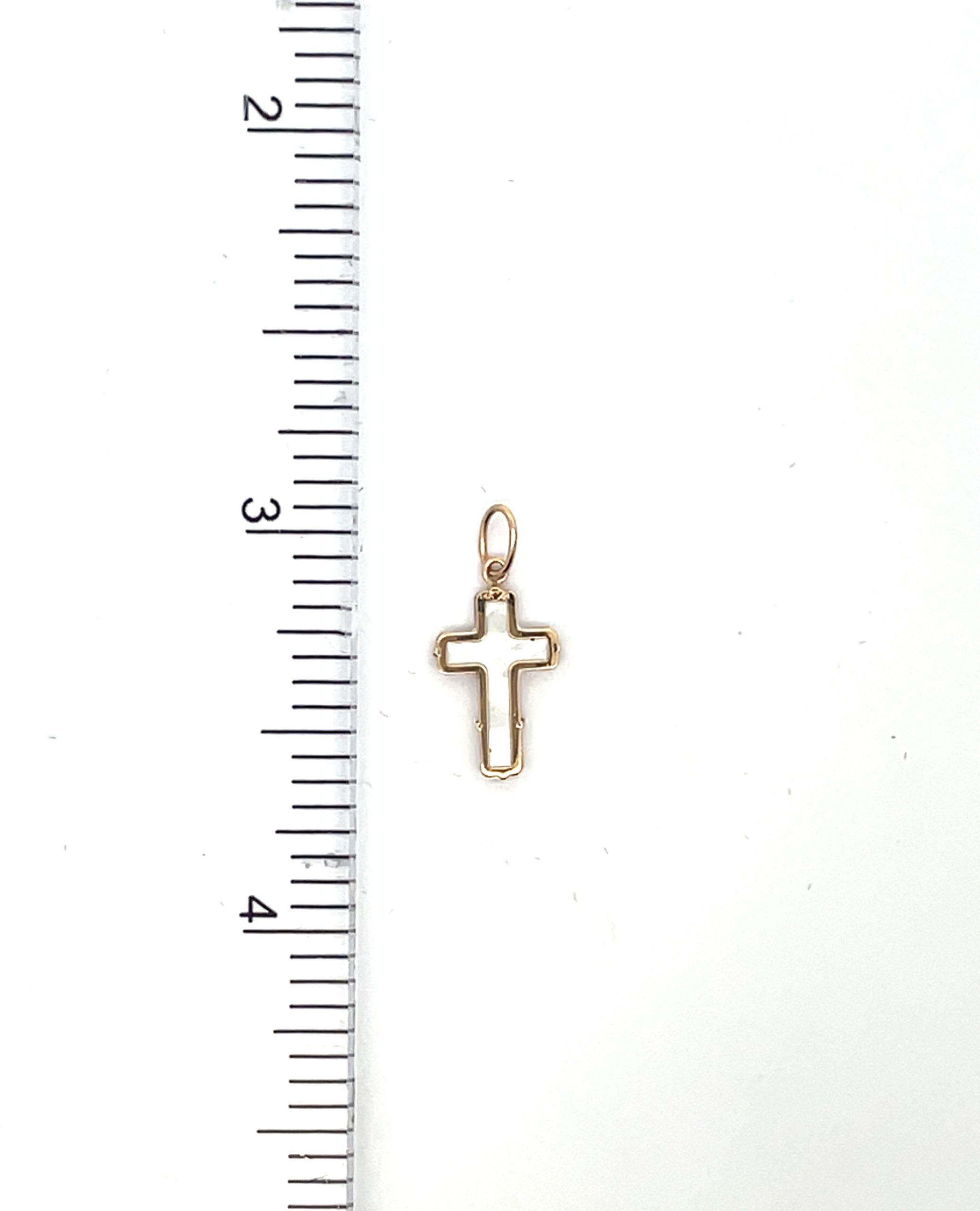 14K Yellow Gold Mother of Pearl Cross Pendant
