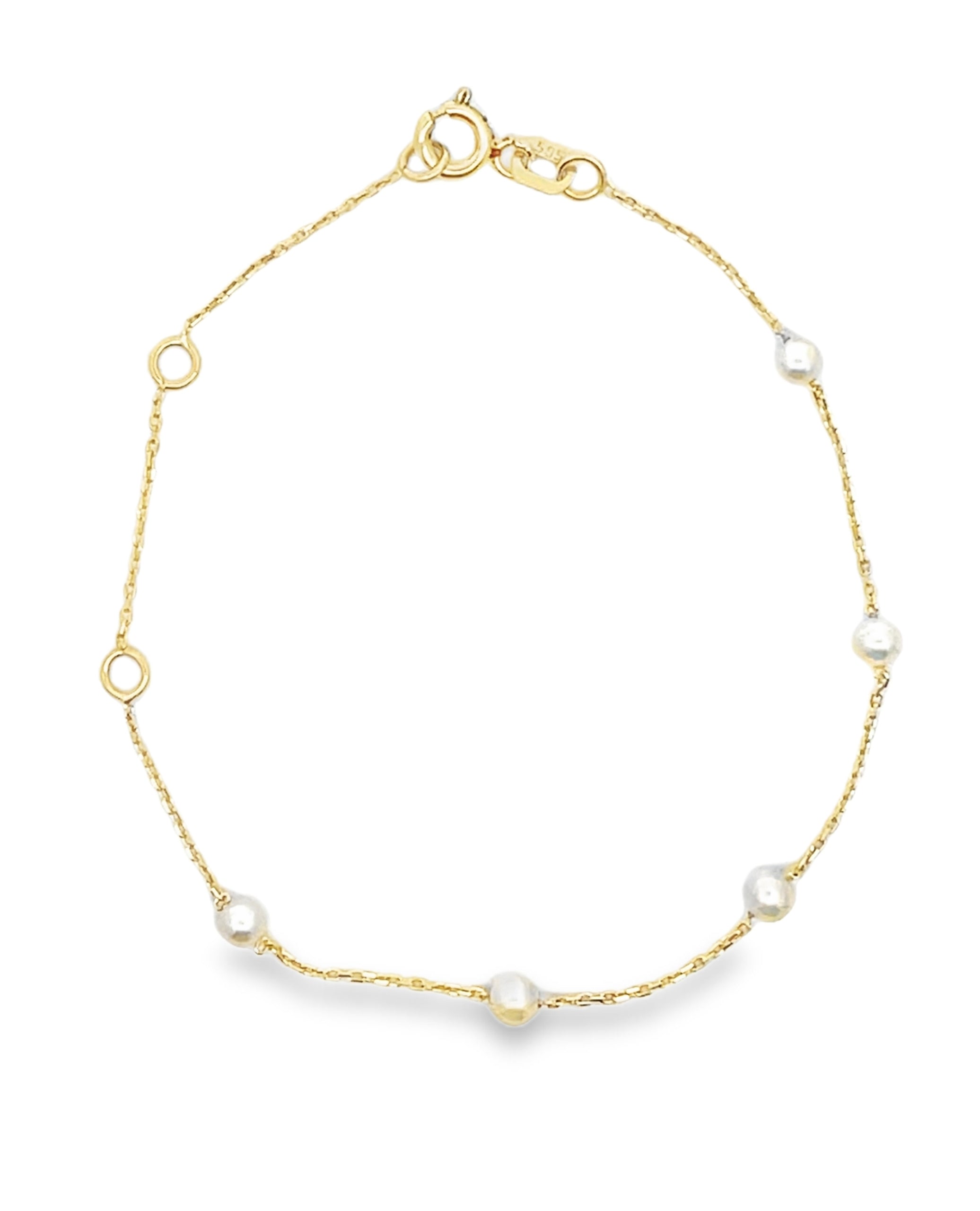 14K Yellow Gold Pearl Bracelet