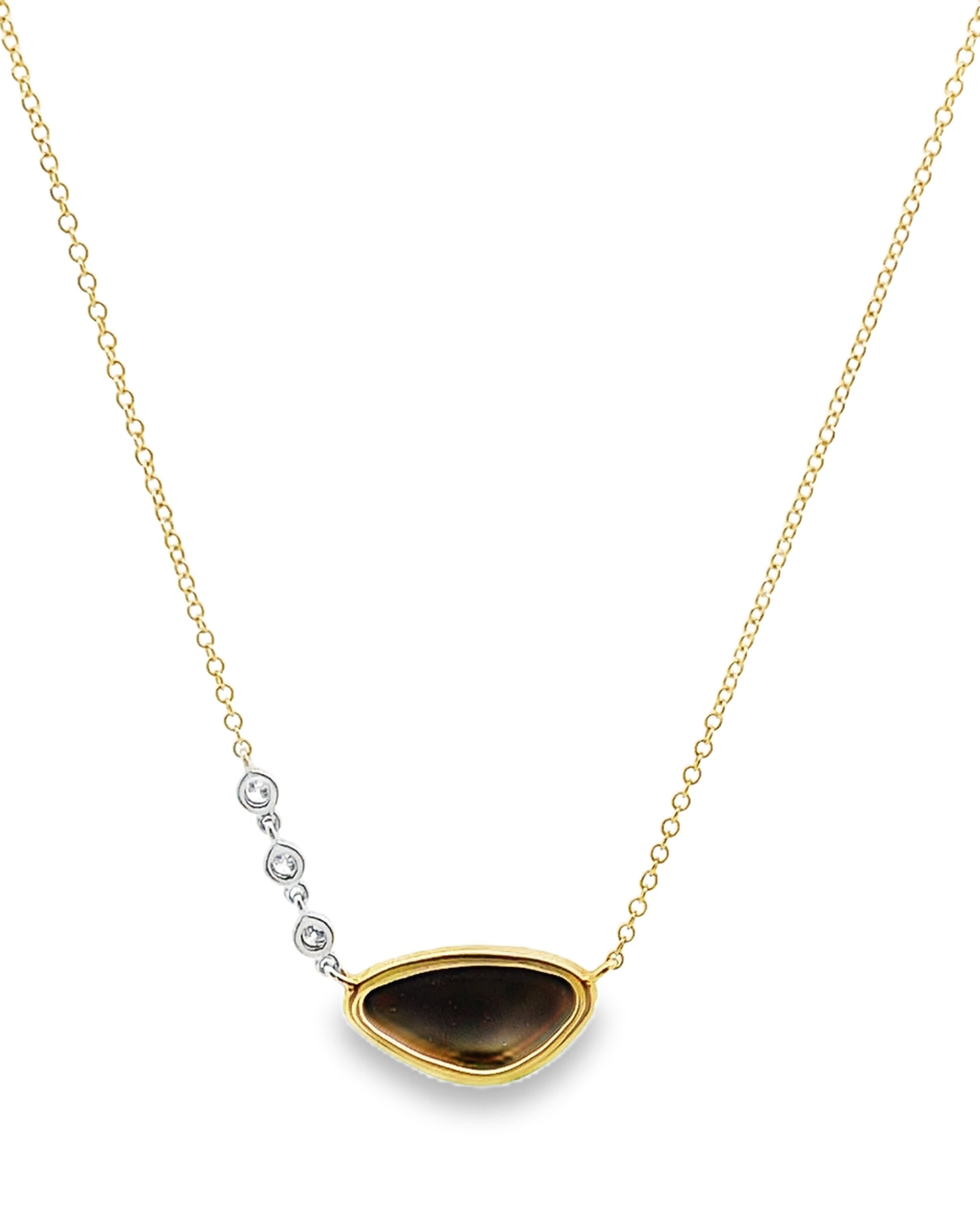 Meira T N14844/YO 14K Yellow Gold Dark Blue Opal with Diamonds