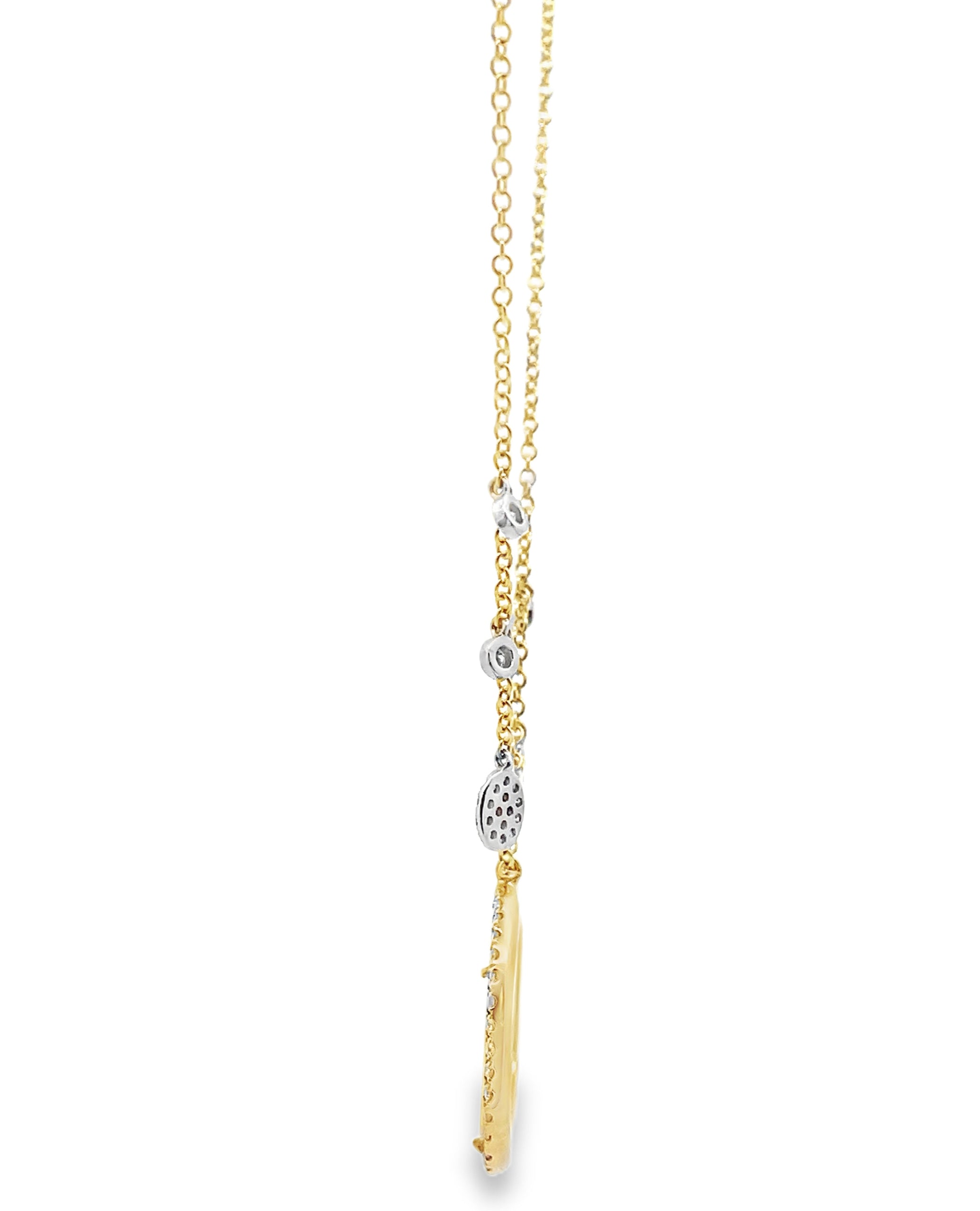 Meira T N14717/YP 14K Yellow Gold Pearl Necklace with Diamonds