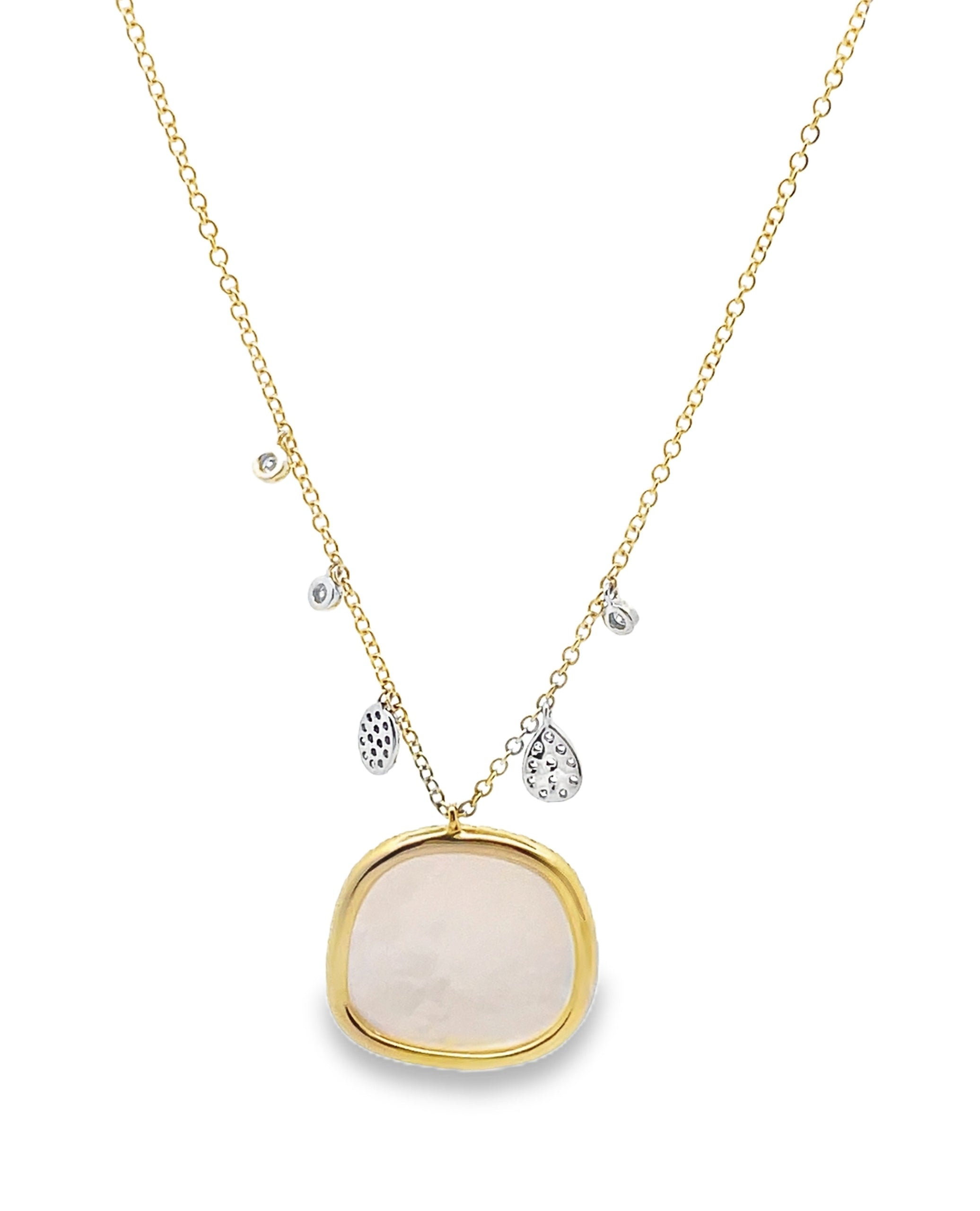 Meira T N14717/YP 14K Yellow Gold Pearl Necklace with Diamonds