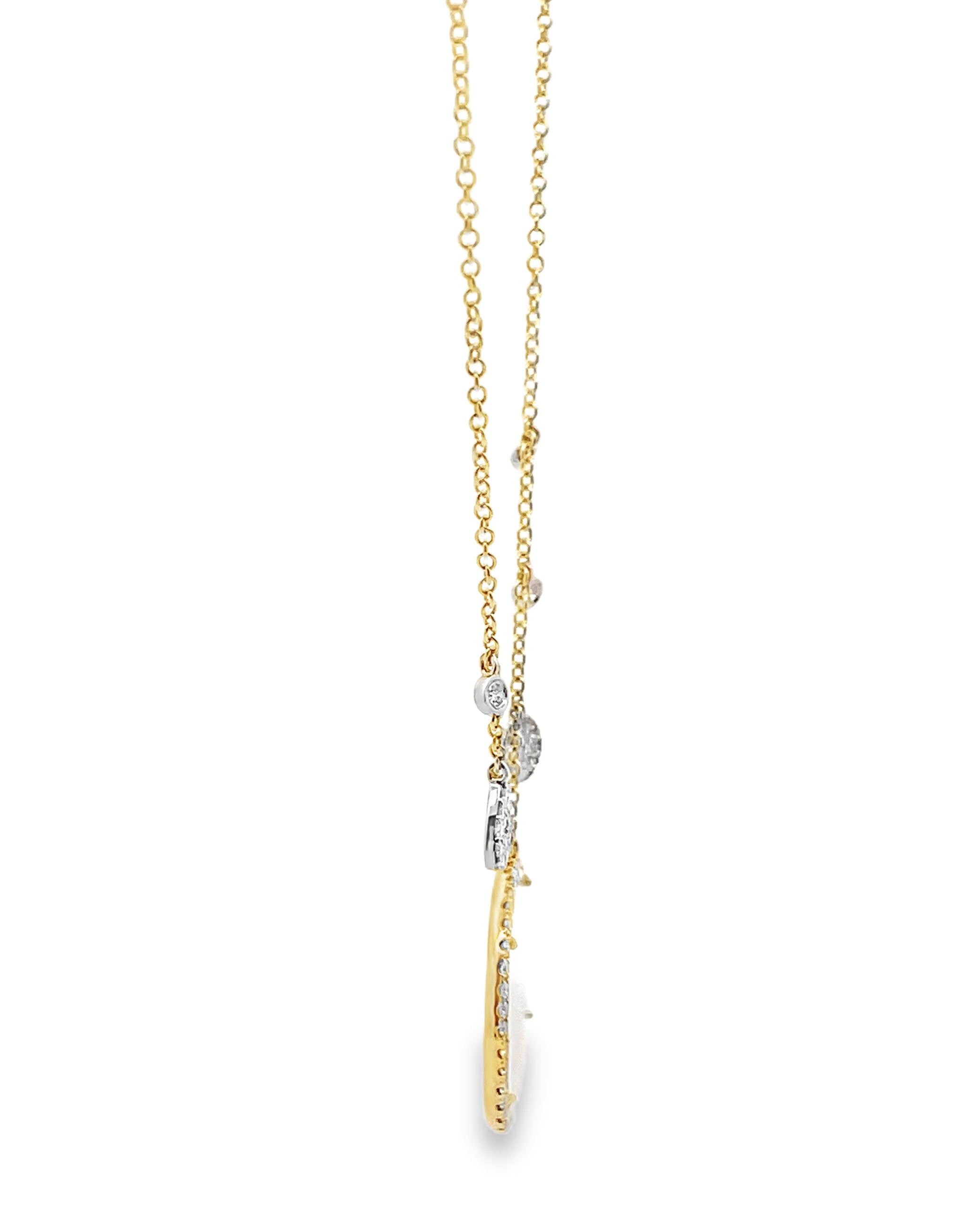 Meira T N14717/YP 14K Yellow Gold Pearl Necklace with Diamonds