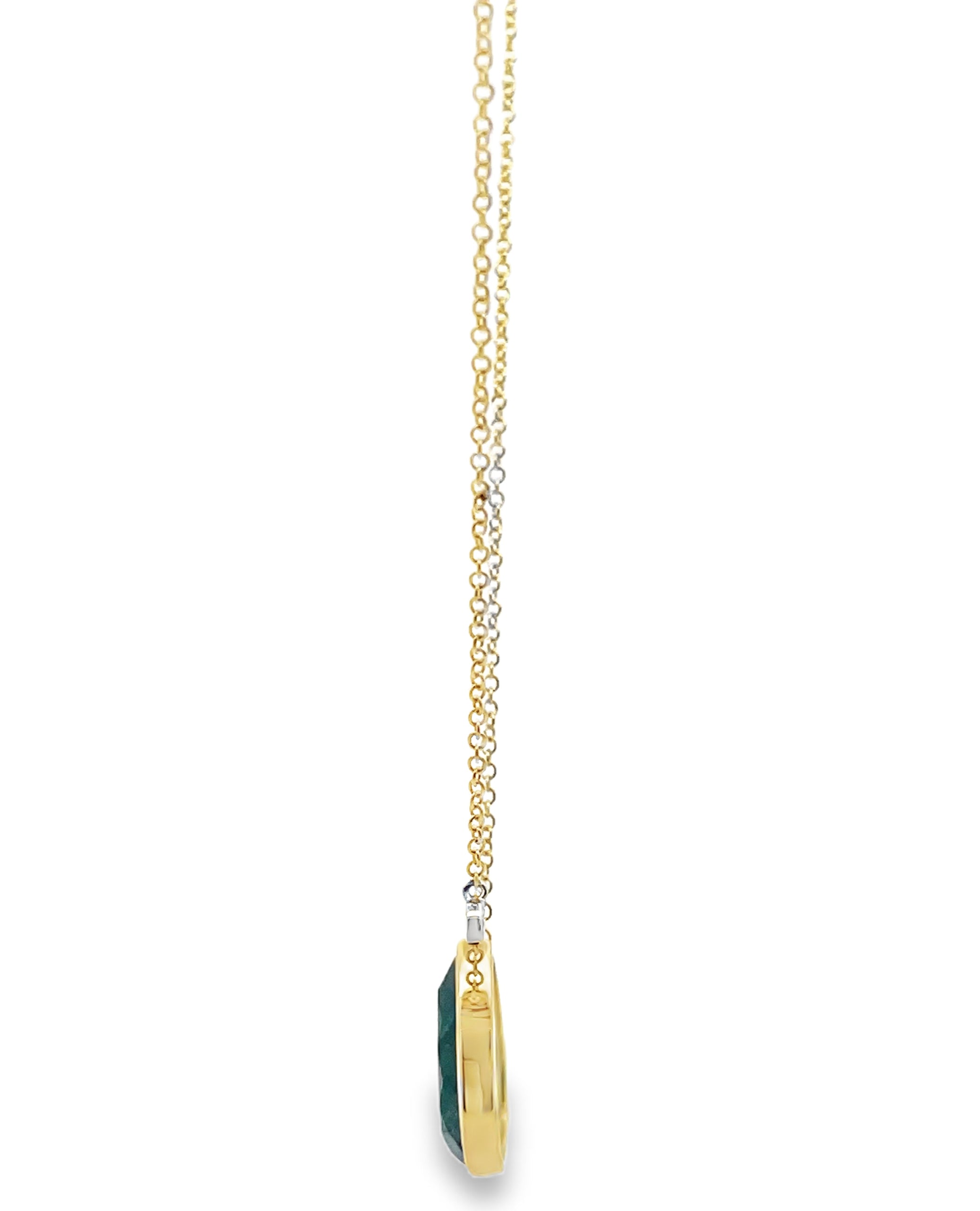 Meira T N13638/YE 14K Yellow Gold Pear-Shaped Emerald Necklace with Diamond