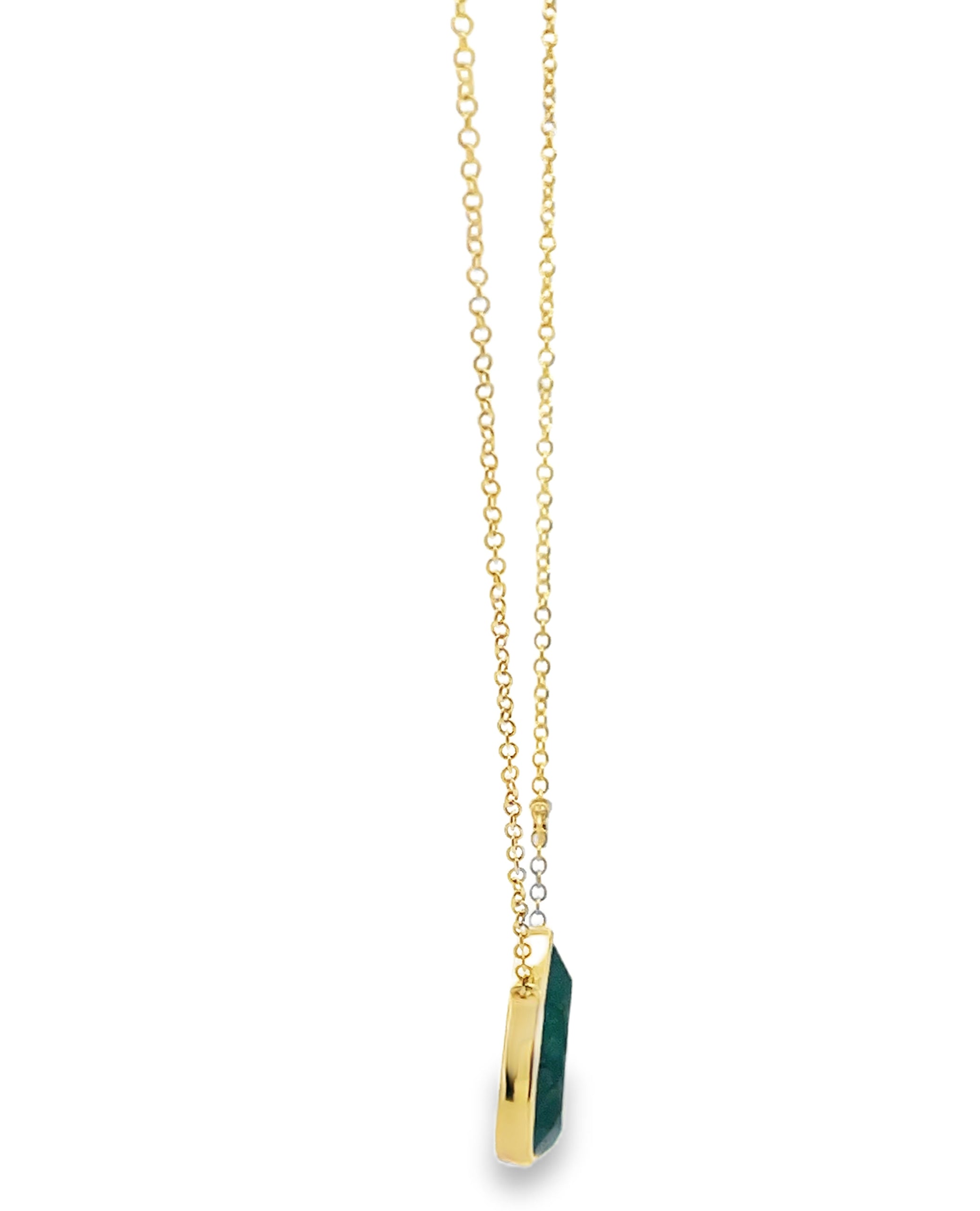 Meira T N13638/YE 14K Yellow Gold Pear-Shaped Emerald Necklace with Diamond