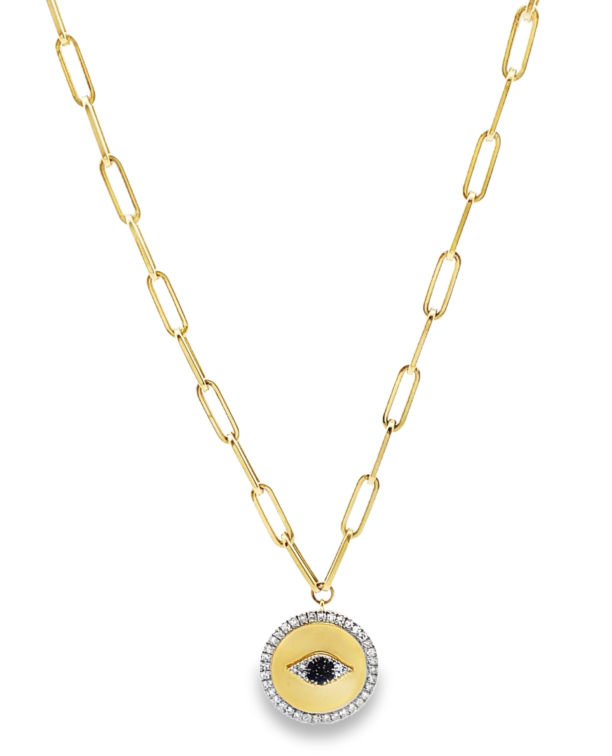 Meira T 14K Yellow Gold Paperclip Chain Evil Eye Necklace