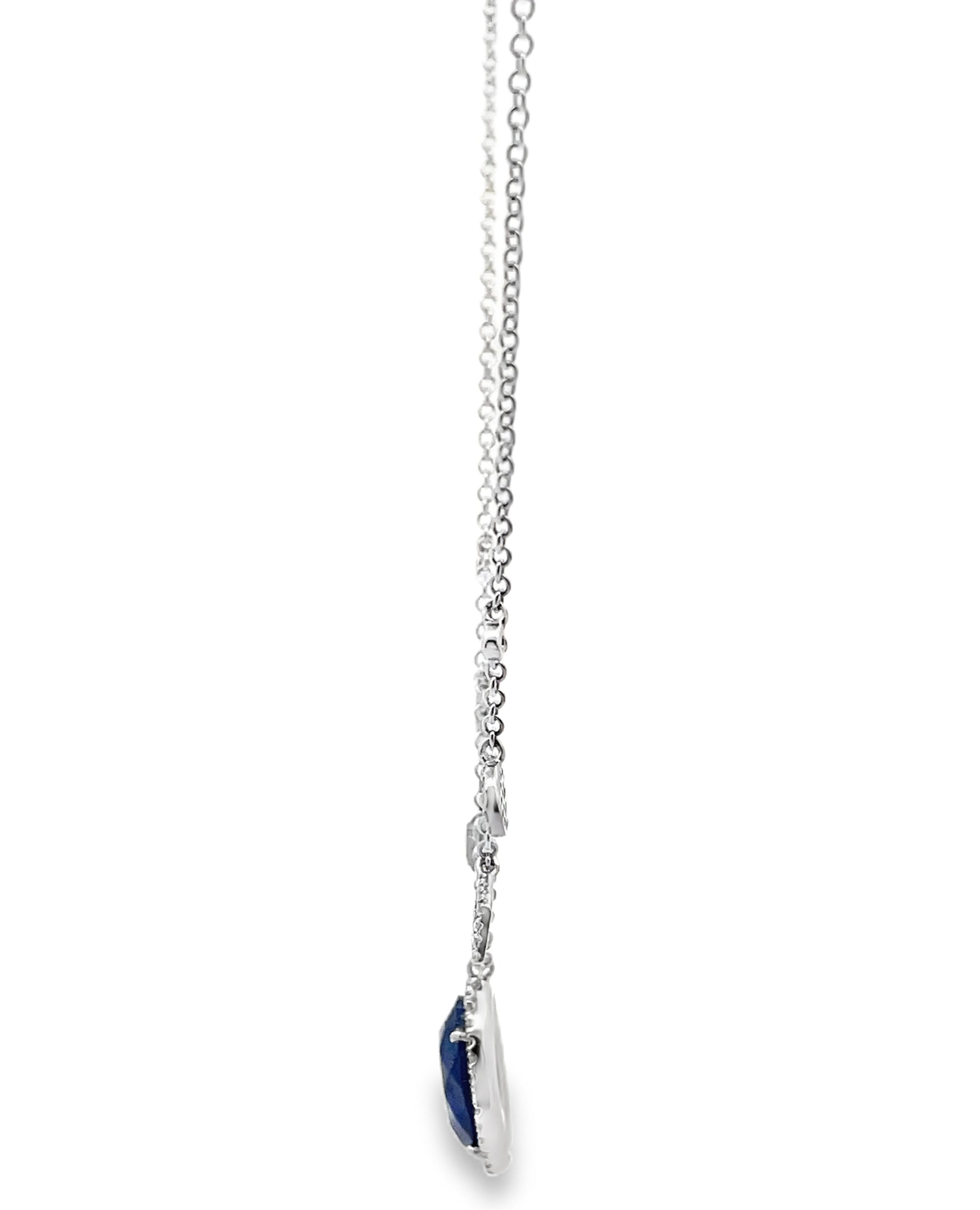 Meira T N14022/WB 14K White Gold Sapphire & Diamond Necklace