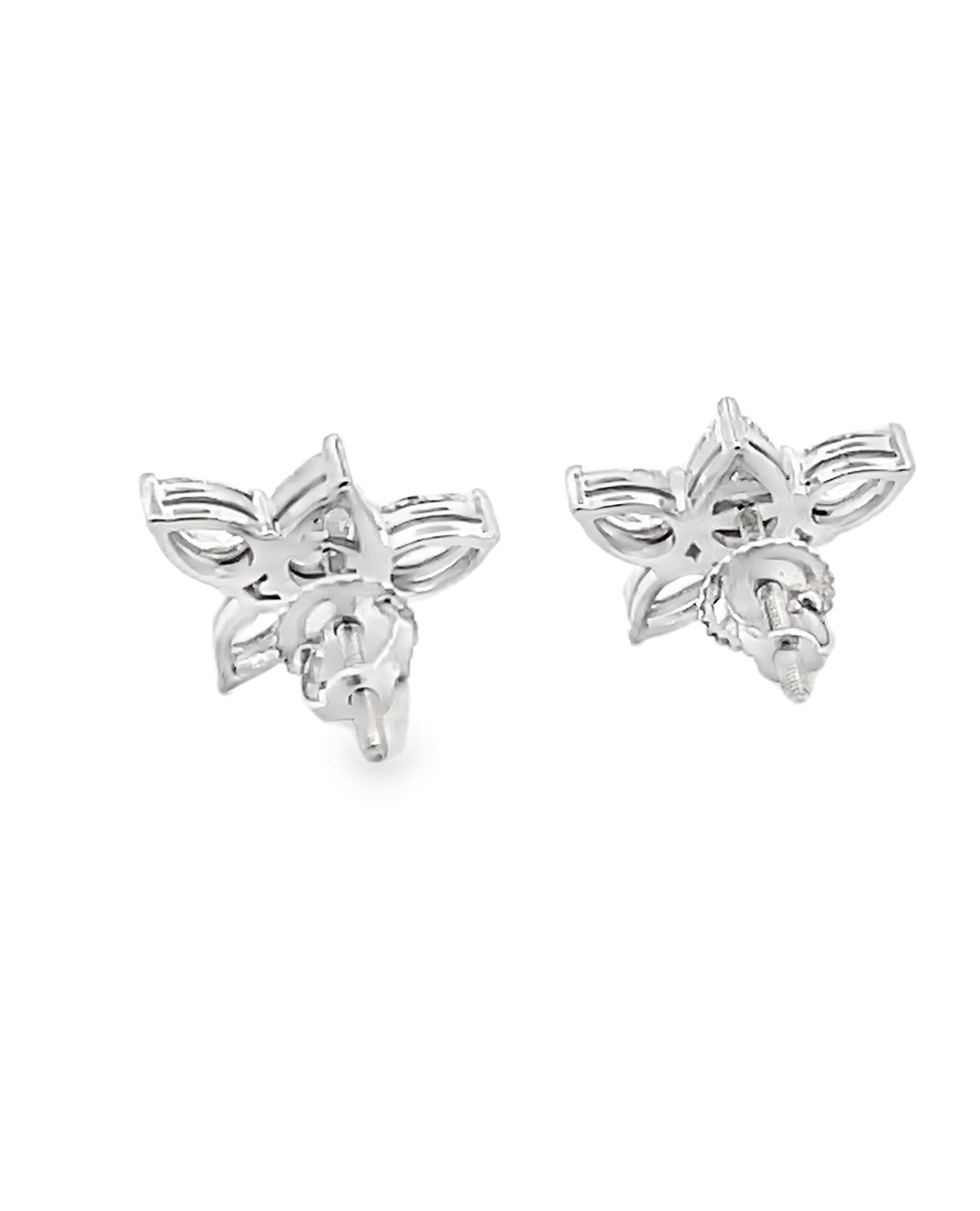 14K White Gold Lab Grown Diamond Flower Earrings