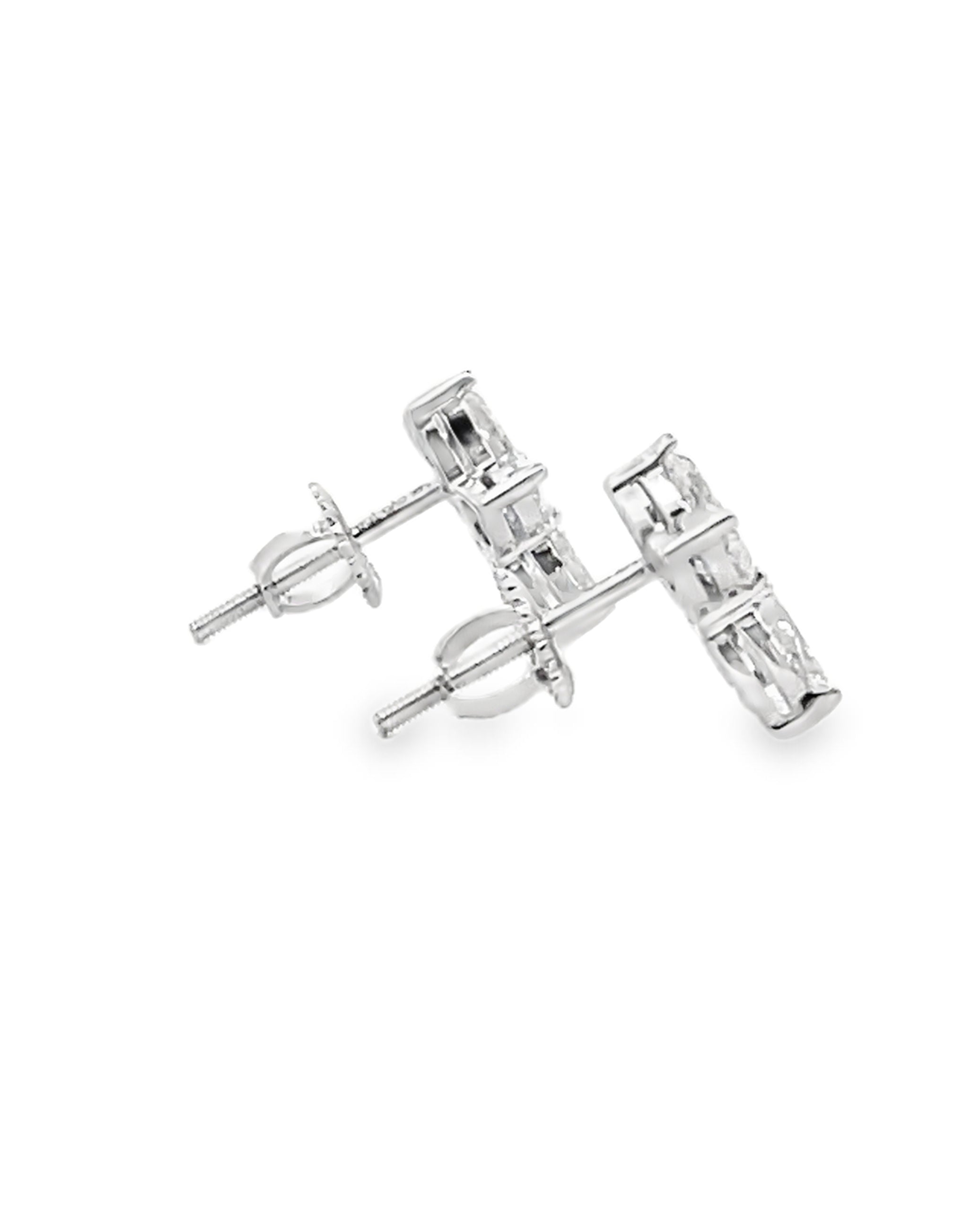 14K White Gold Lab Grown Diamond Flower Earrings