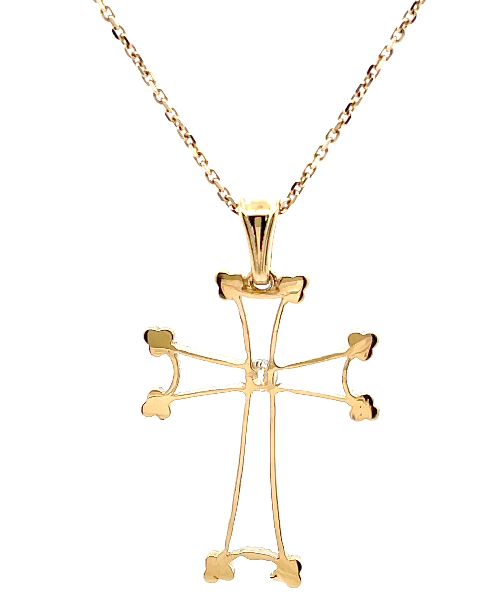 14K Yellow Gold Cross with Diamond