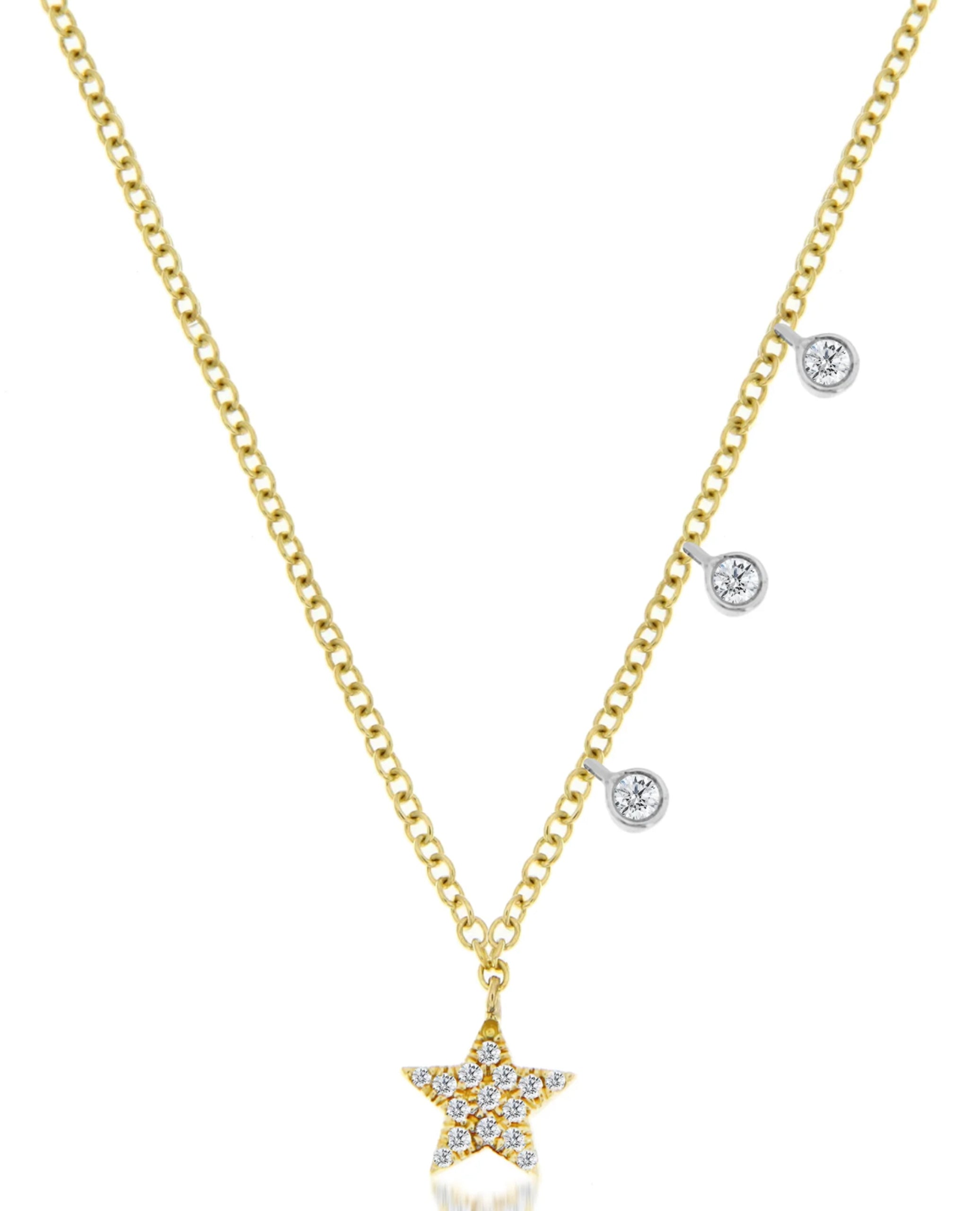 Meira T N11774/TY 14K Yellow Gold Diamond Star Necklace