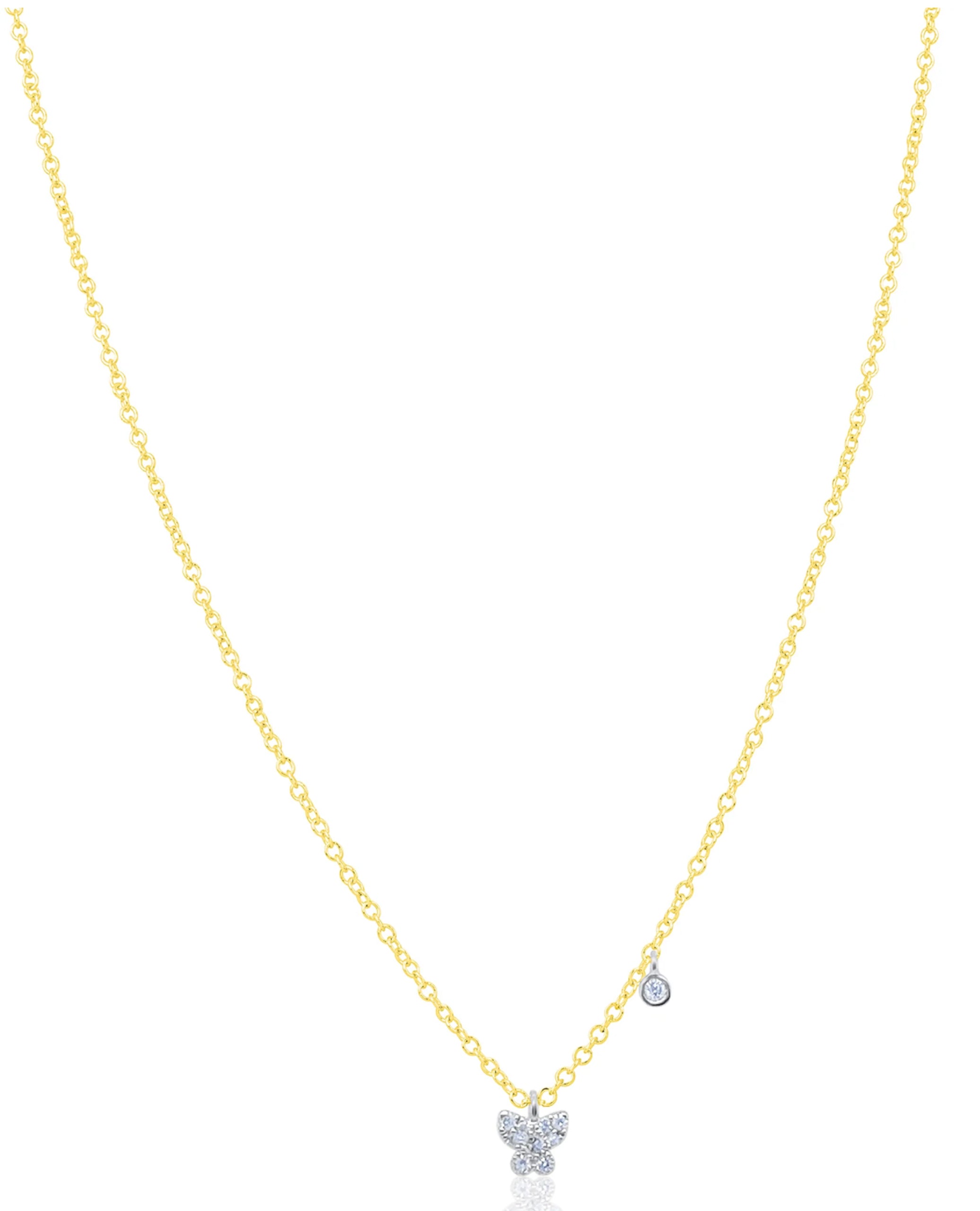 Meira T. 14K Yellow Gold Diamond Mini Butterfly Necklace