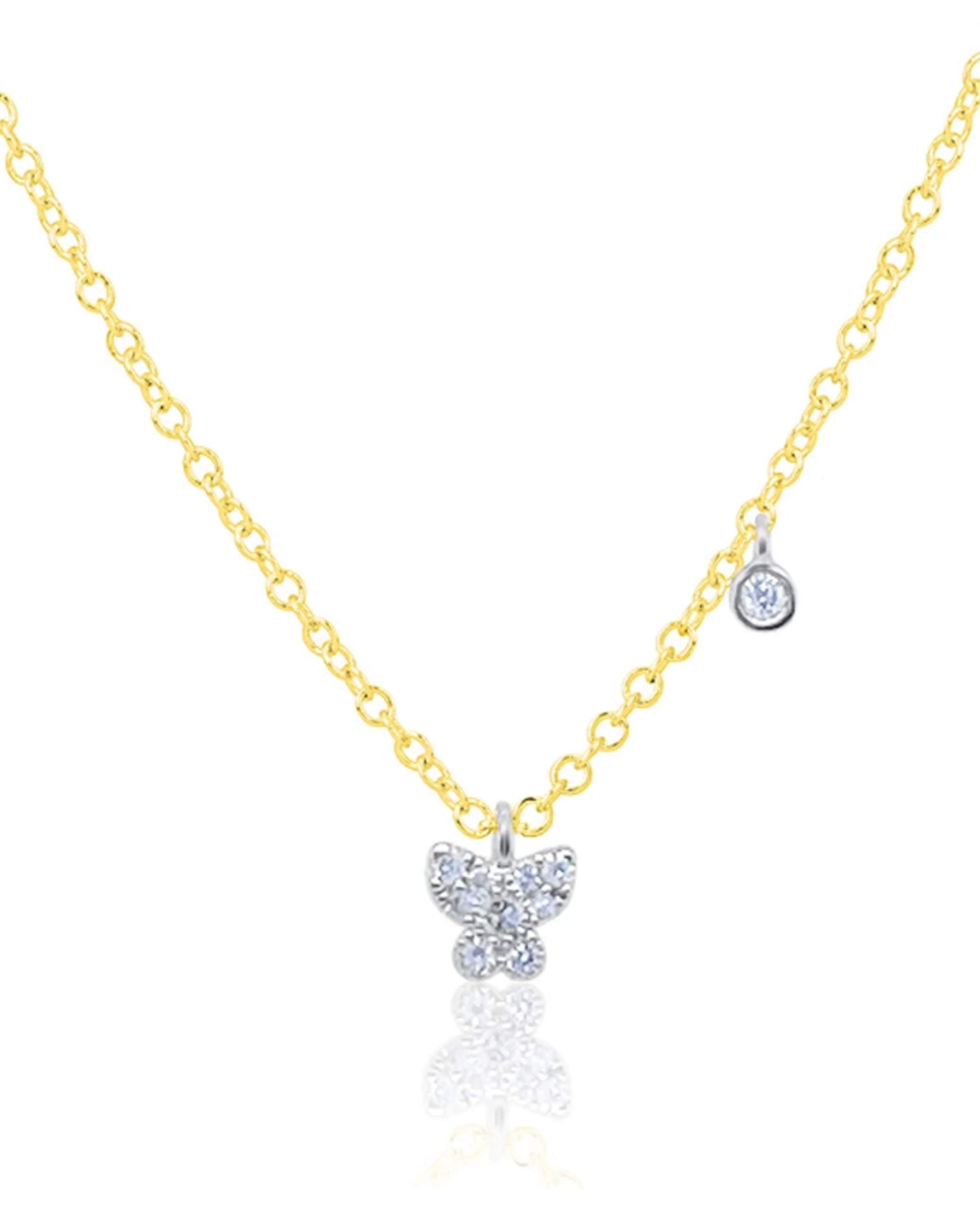 Meira T. 14K Yellow Gold Diamond Mini Butterfly Necklace