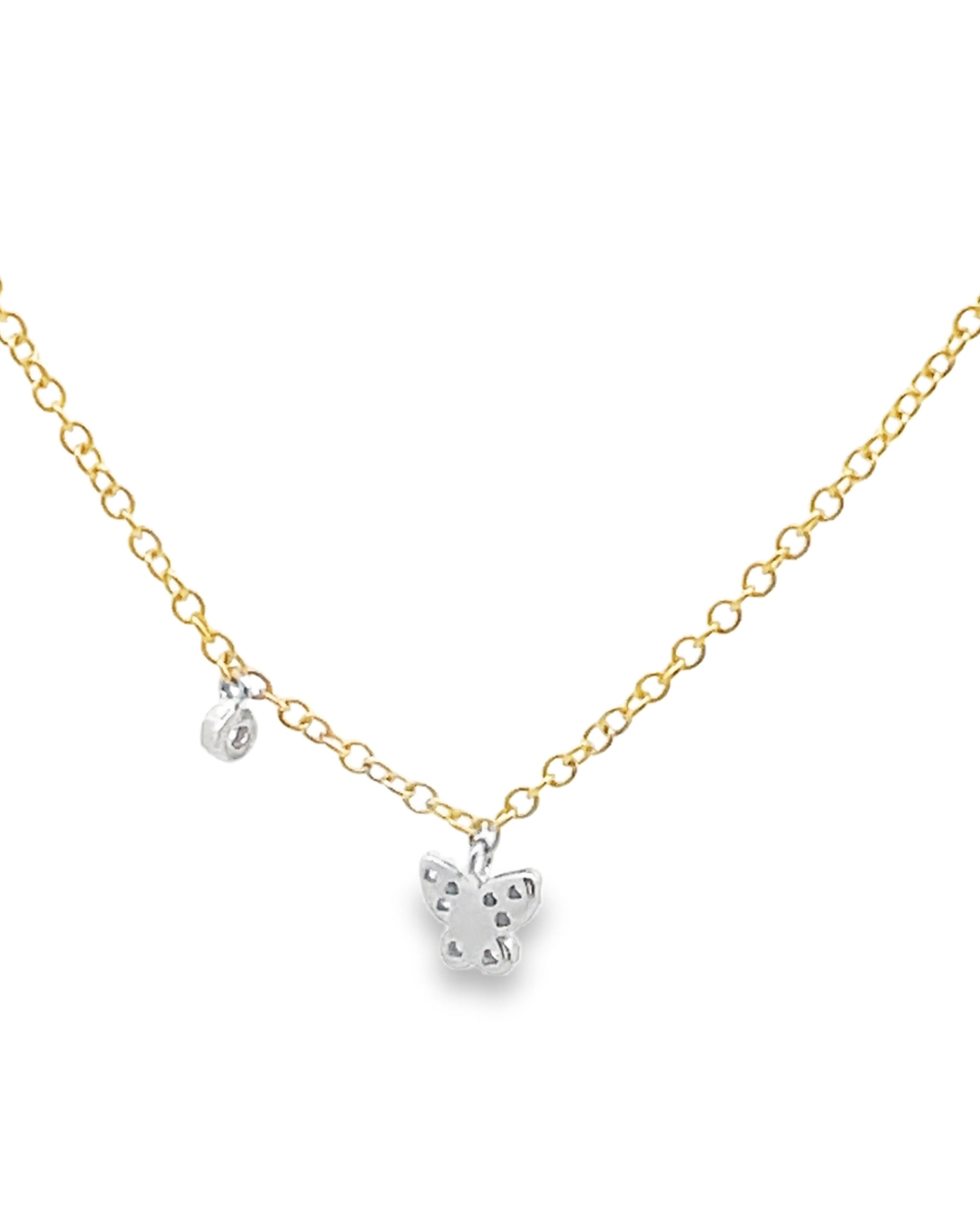 Meira T. 14K Yellow Gold Diamond Mini Butterfly Necklace