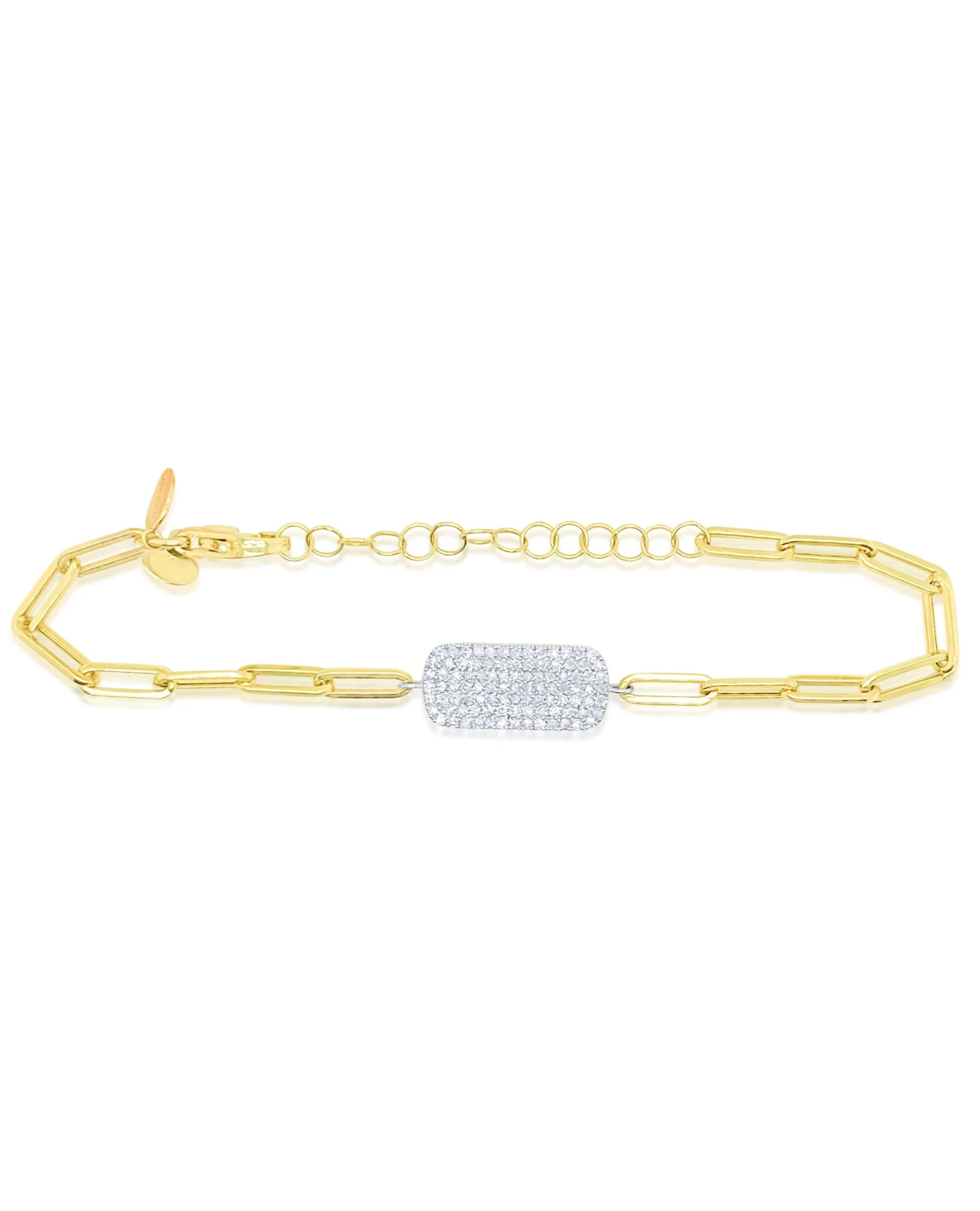 Meira T. 1B7079/TY 14K Two Tone Gold Paperclip Diamond Dog Tag Bracelet