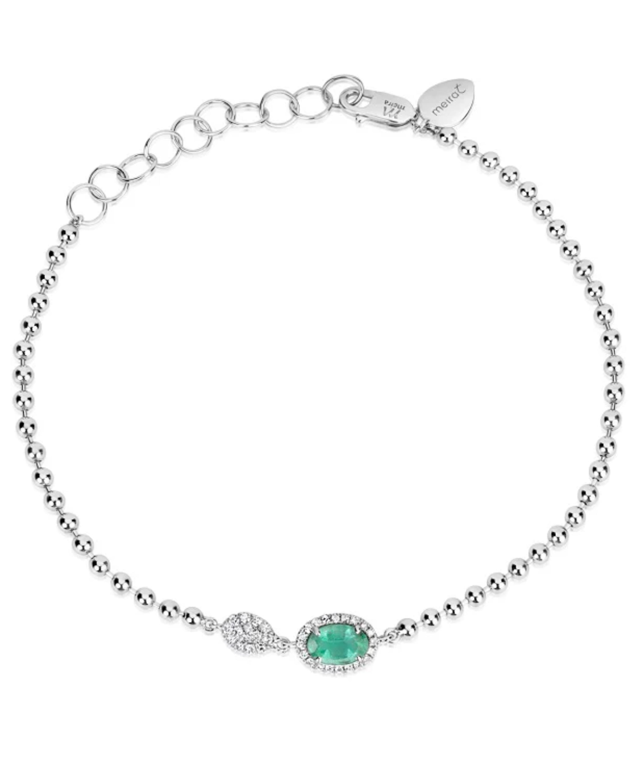 Meira T. 1B7243/WE 14K White Gold Bracelet with Emerald and Diamonds