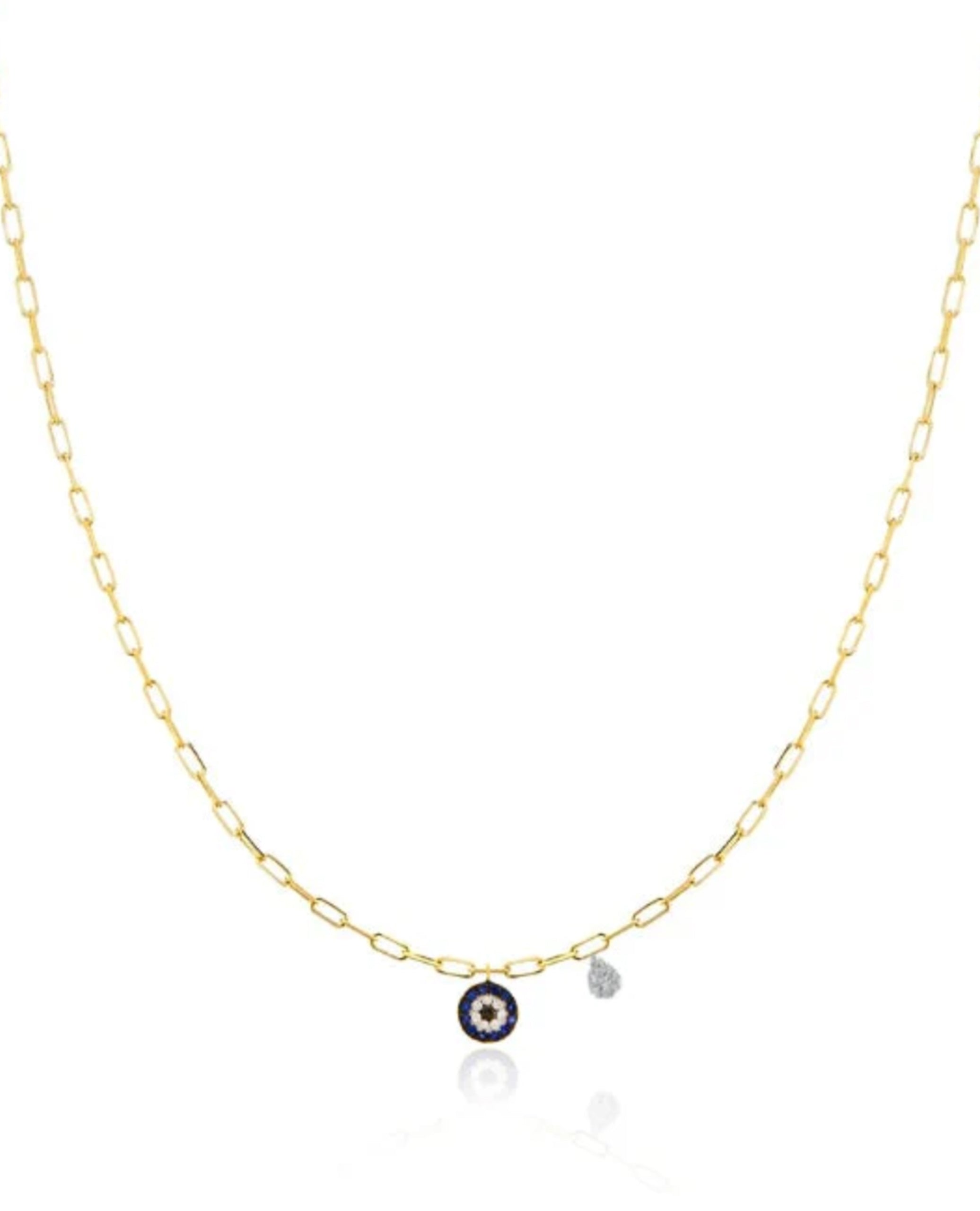Meira T. 14K Yellow Gold Paperclip Chain Evil Eye Necklace