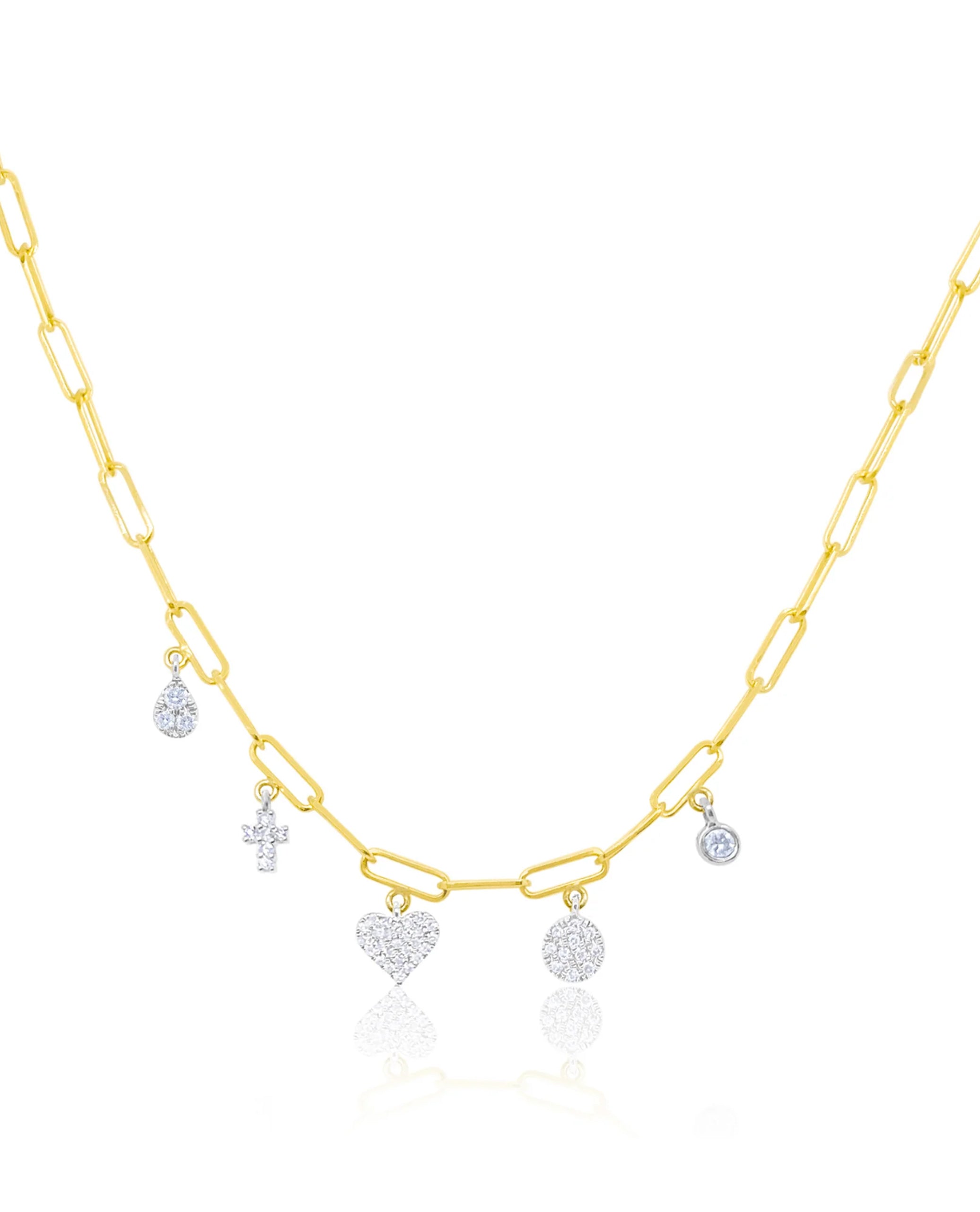 Meira T. 14K Yellow Gold Mini Heart & Cross Charm Necklace with Diamonds