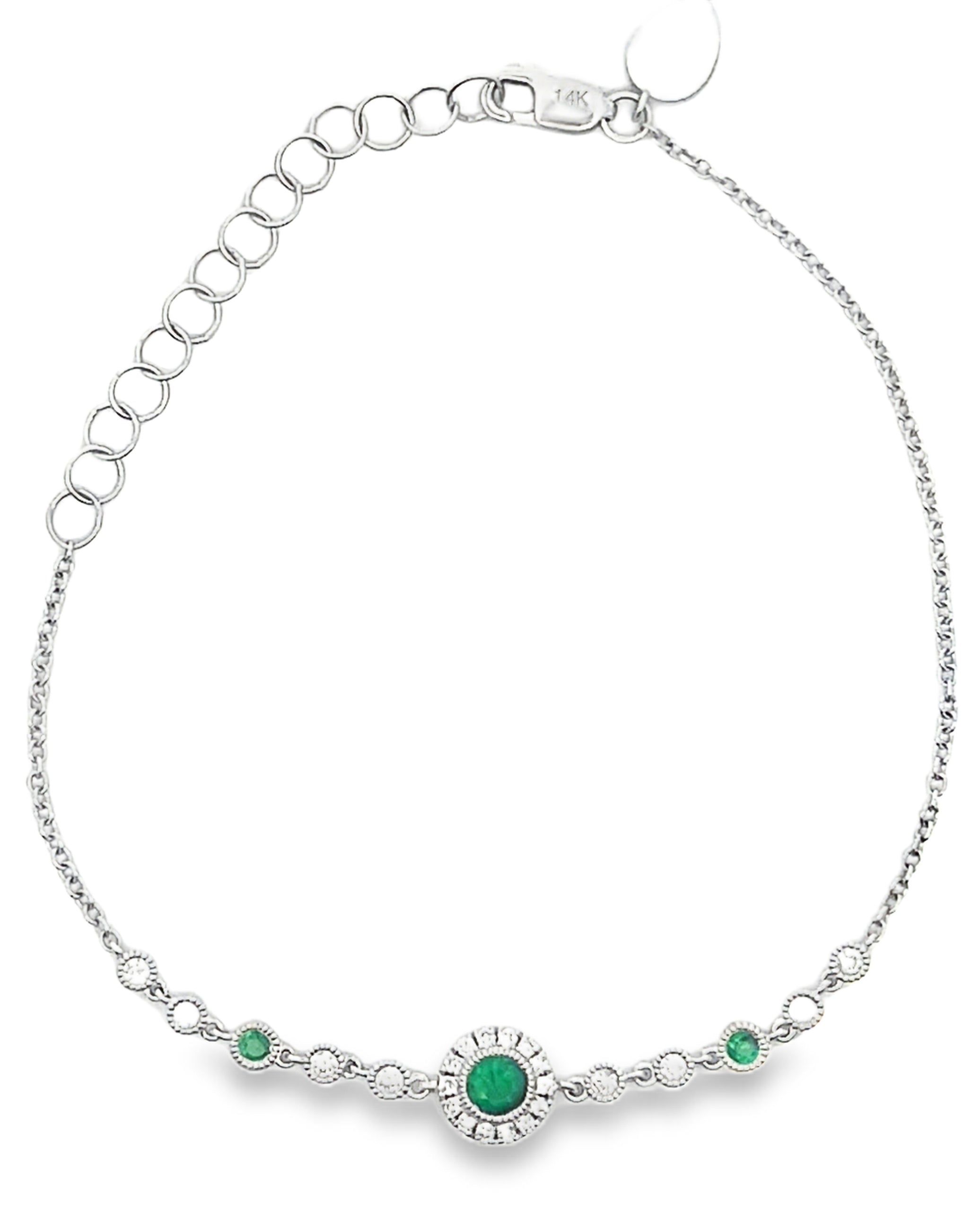 Meira T. 1B7398/WE 14K Yellow Gold Antique Inspired Diamond and Emerald Bracelet