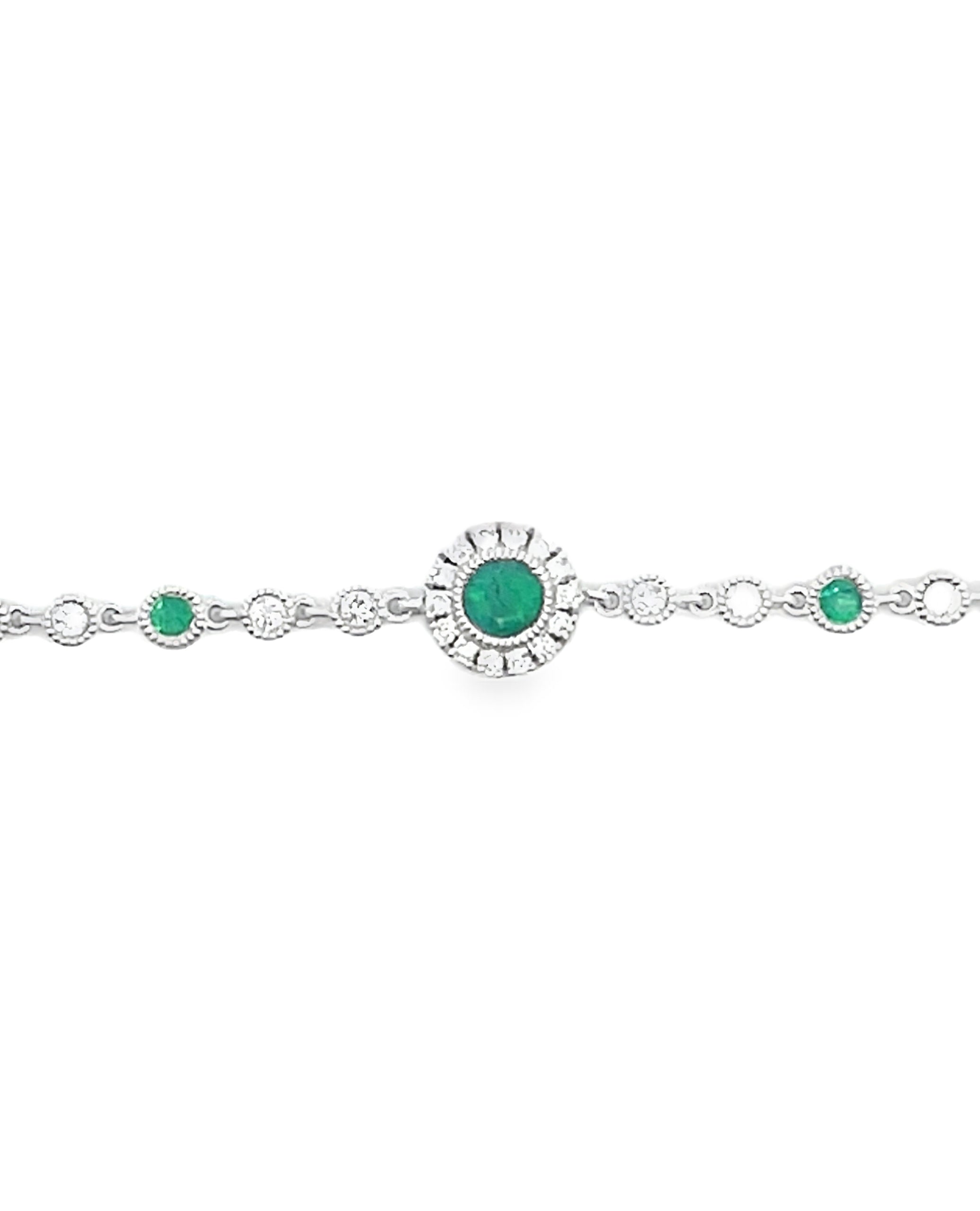 Meira T. 1B7398/WE 14K Yellow Gold Antique Inspired Diamond and Emerald Bracelet
