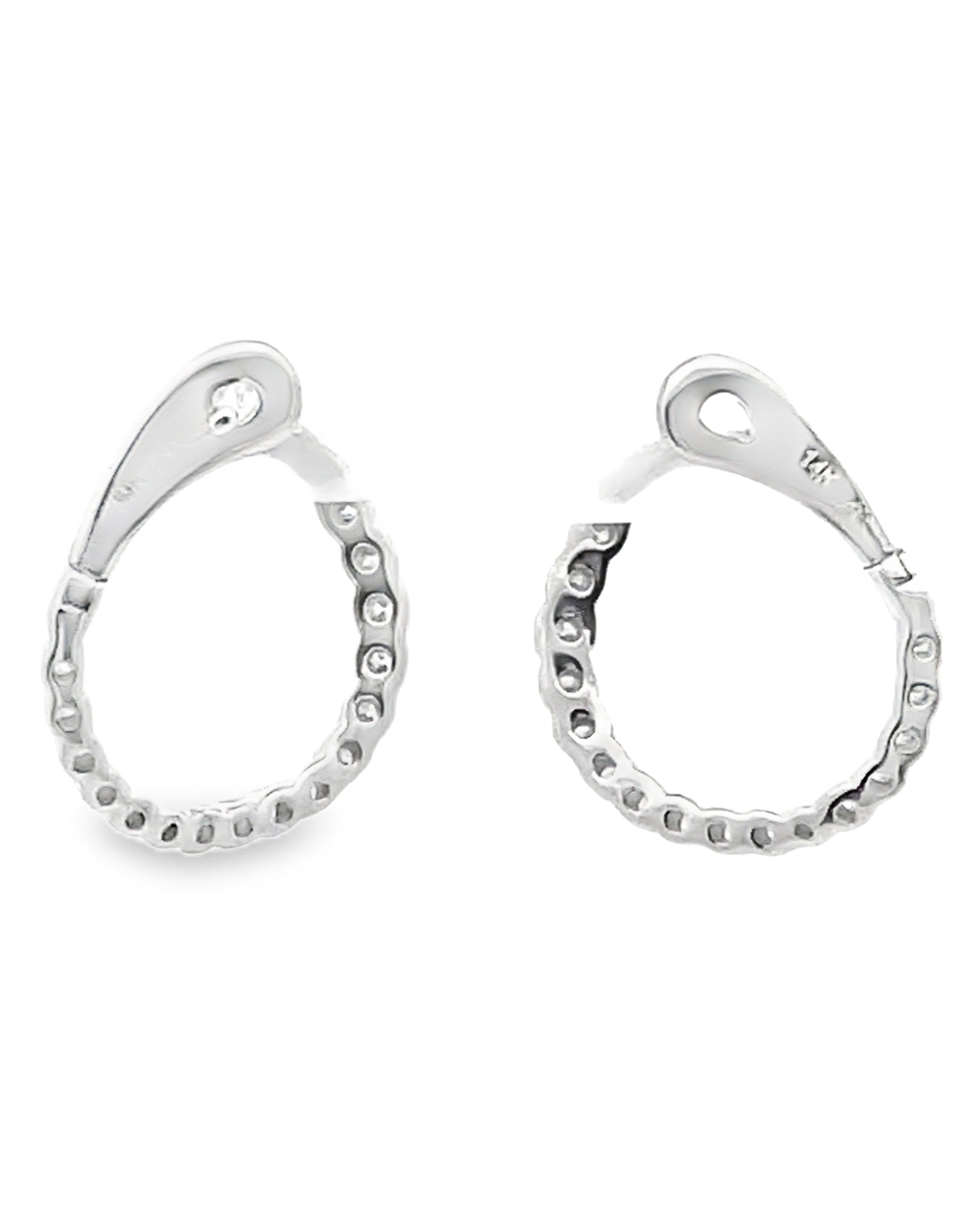 Allison Kaufman 14K White Gold Diamond Hoop Earrings 0.50 Carats