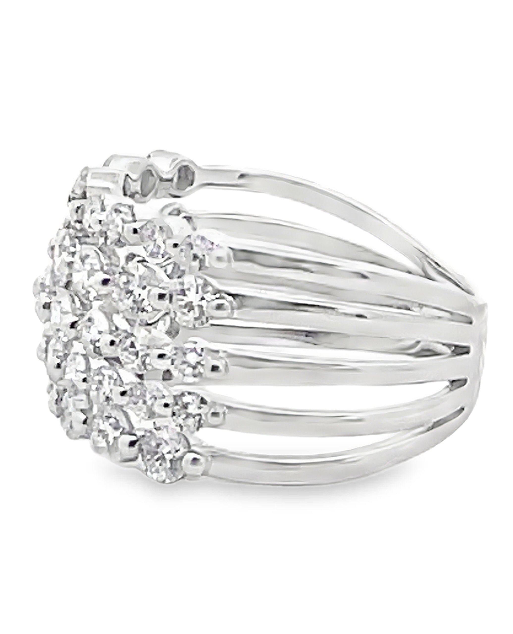 14K White Gold Multi Row Diamond Ring 2.26 Carats