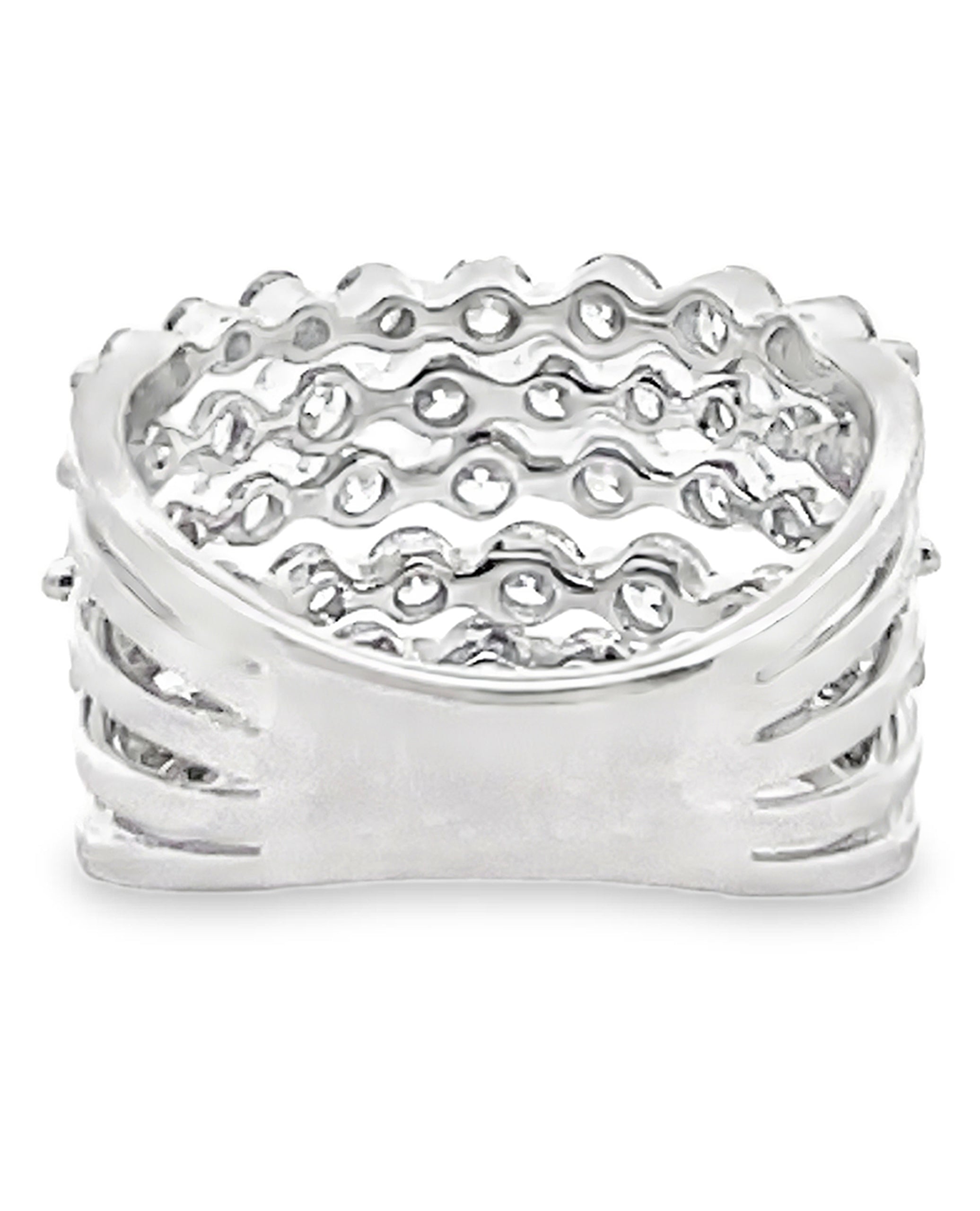 14K White Gold Multi Row Diamond Ring 2.26 Carats