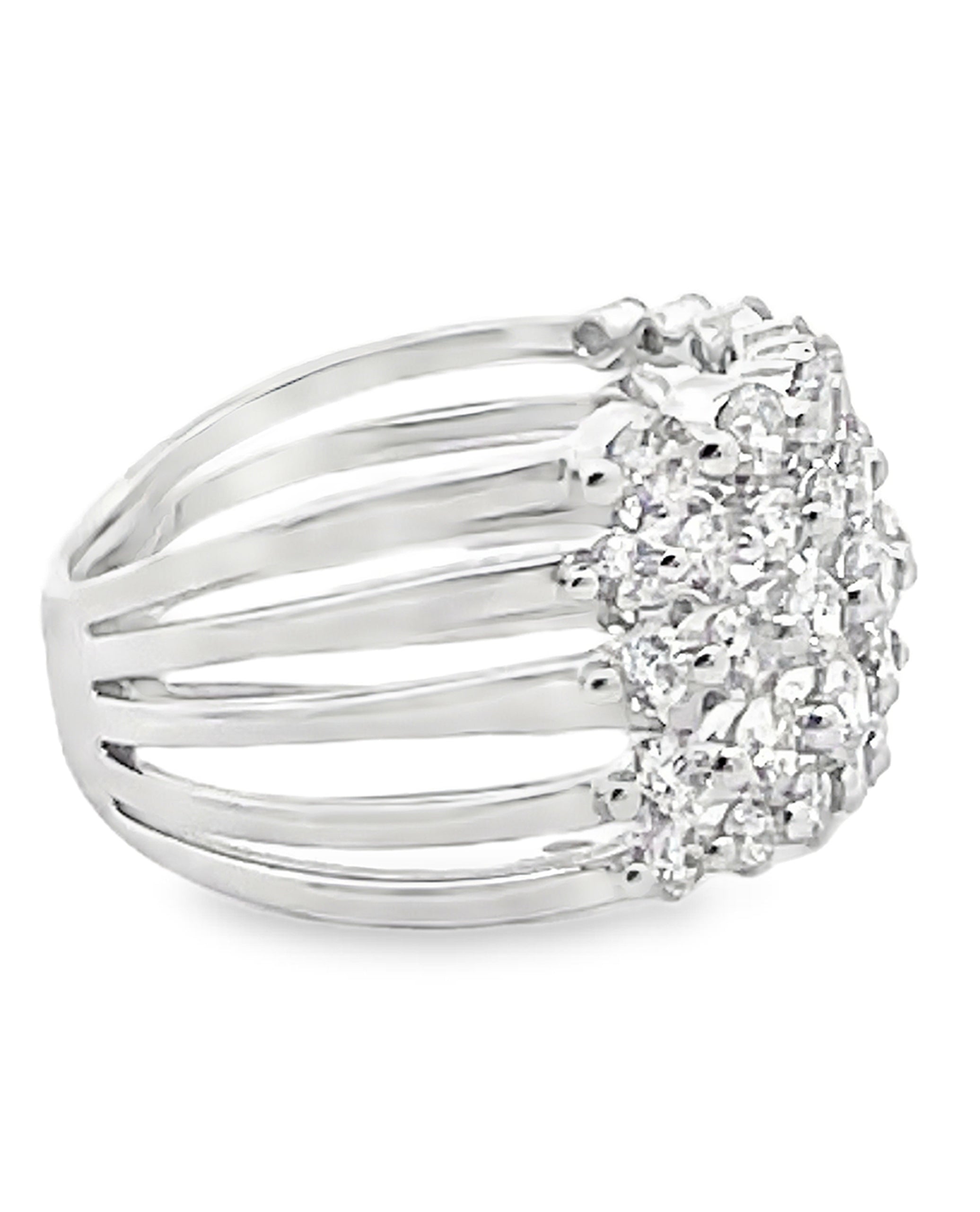 14K White Gold Multi Row Diamond Ring 2.26 Carats
